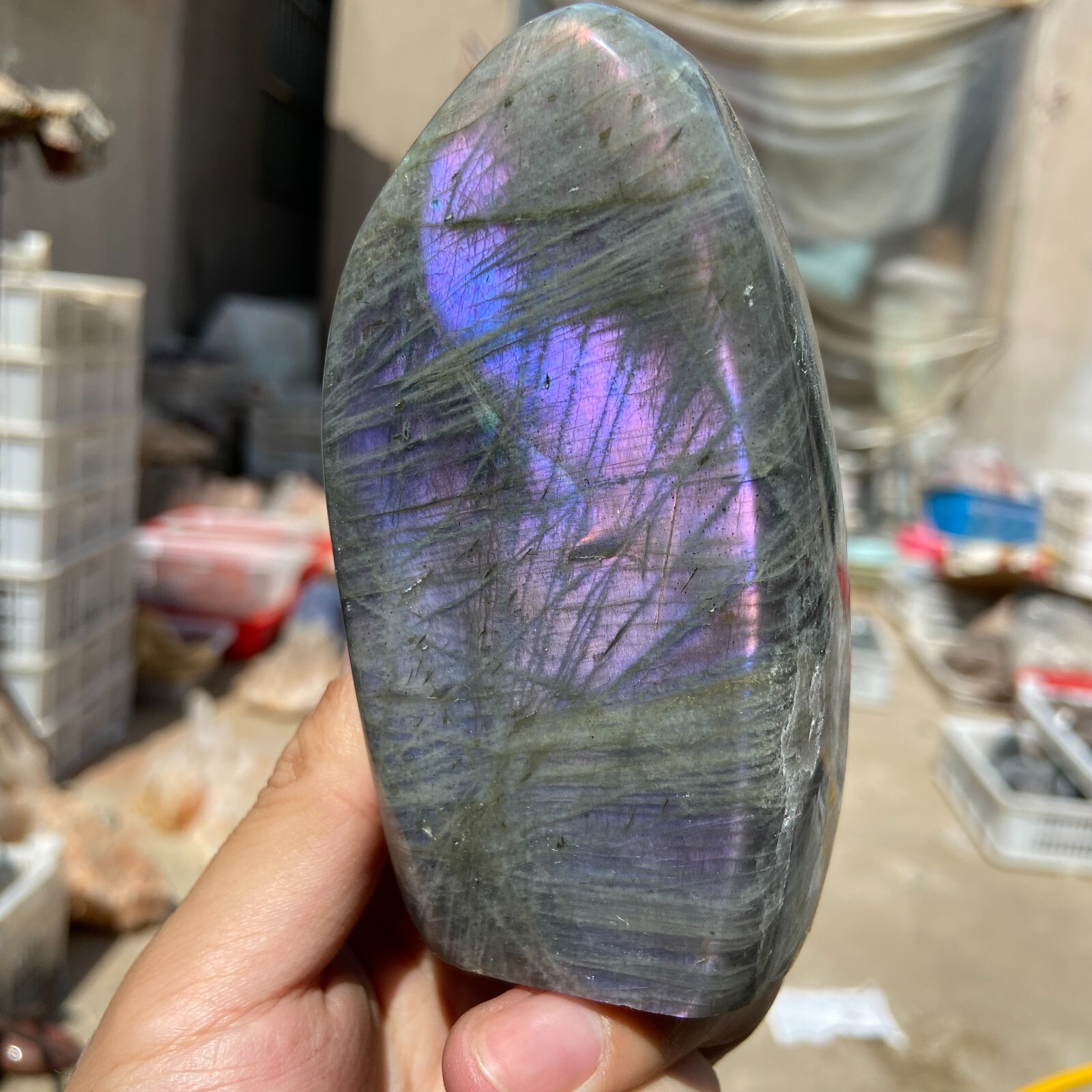 530g Natural purple labradorite quartz crystal freeform specimen healing