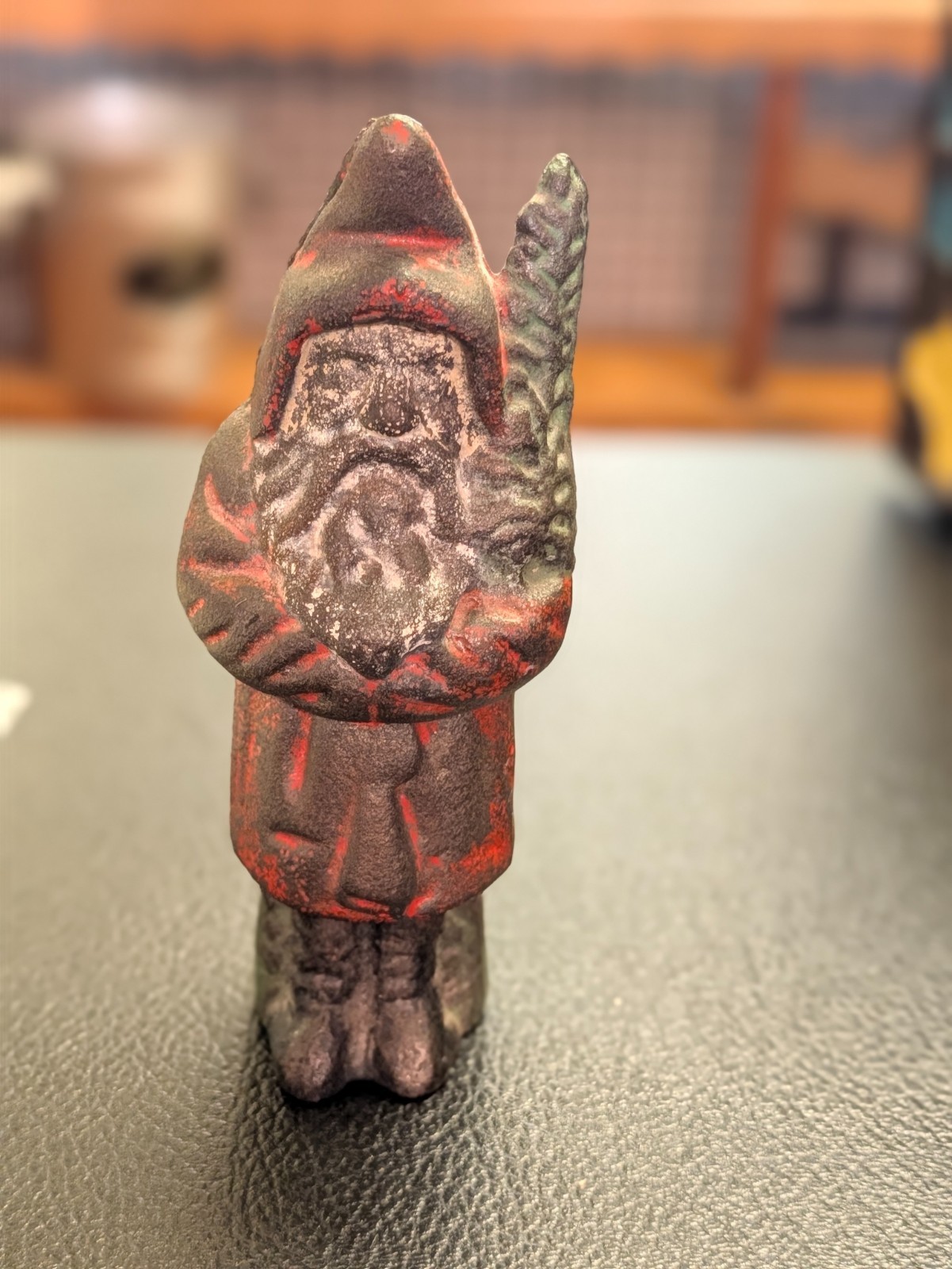 Antique Hubley Style Cast Iron Santa Claus Coin Bank Tree Figurine - AS IS Antique Hubley Style Cast Iron Santa Claus Coin Bank Tree Figurine - AS IS