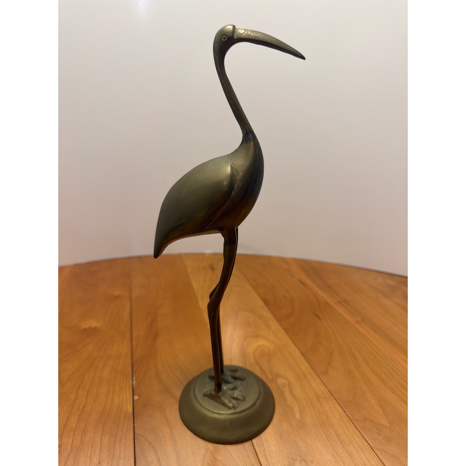 Vintage Solid Brass Crane Statue Made in India | PWF Brass Heron Sculpture