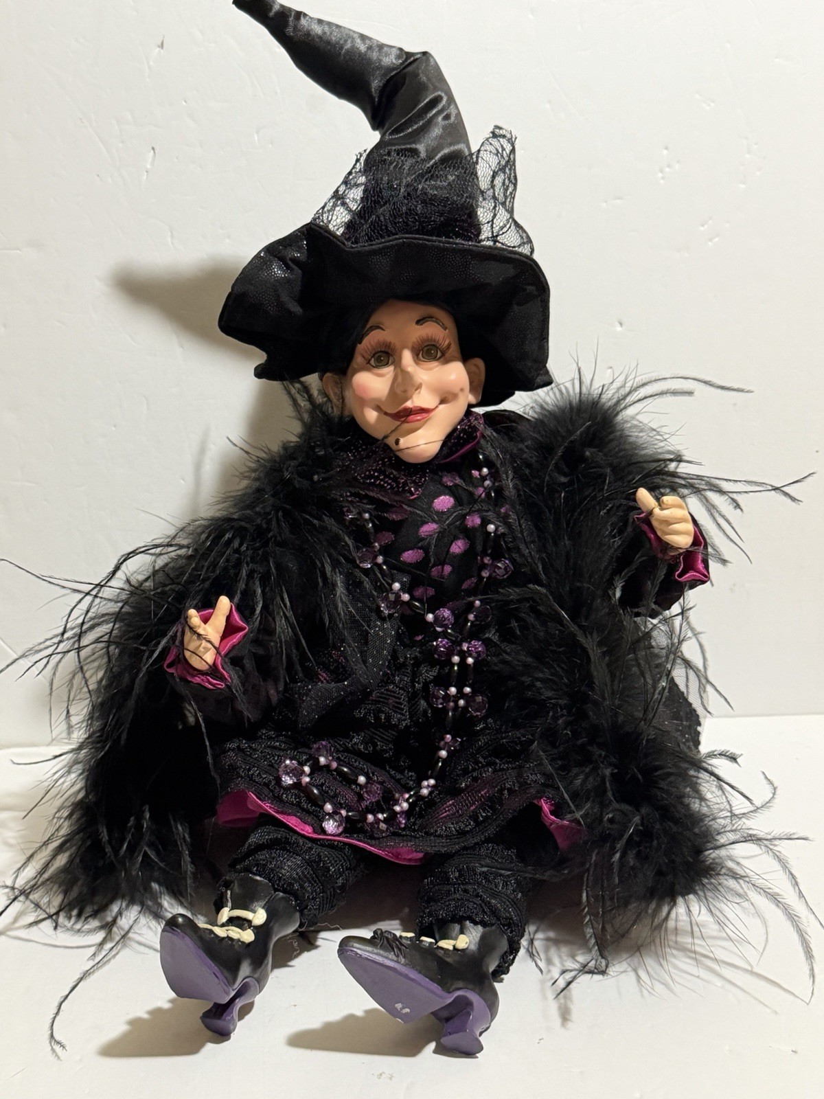Raz Imports Halloween Witch Sitting Shelf Table Decor Fancy Dress Lifelike Face Raz Imports Halloween Witch Sitting Shelf Table Decor Fancy Dress Lifelike Face