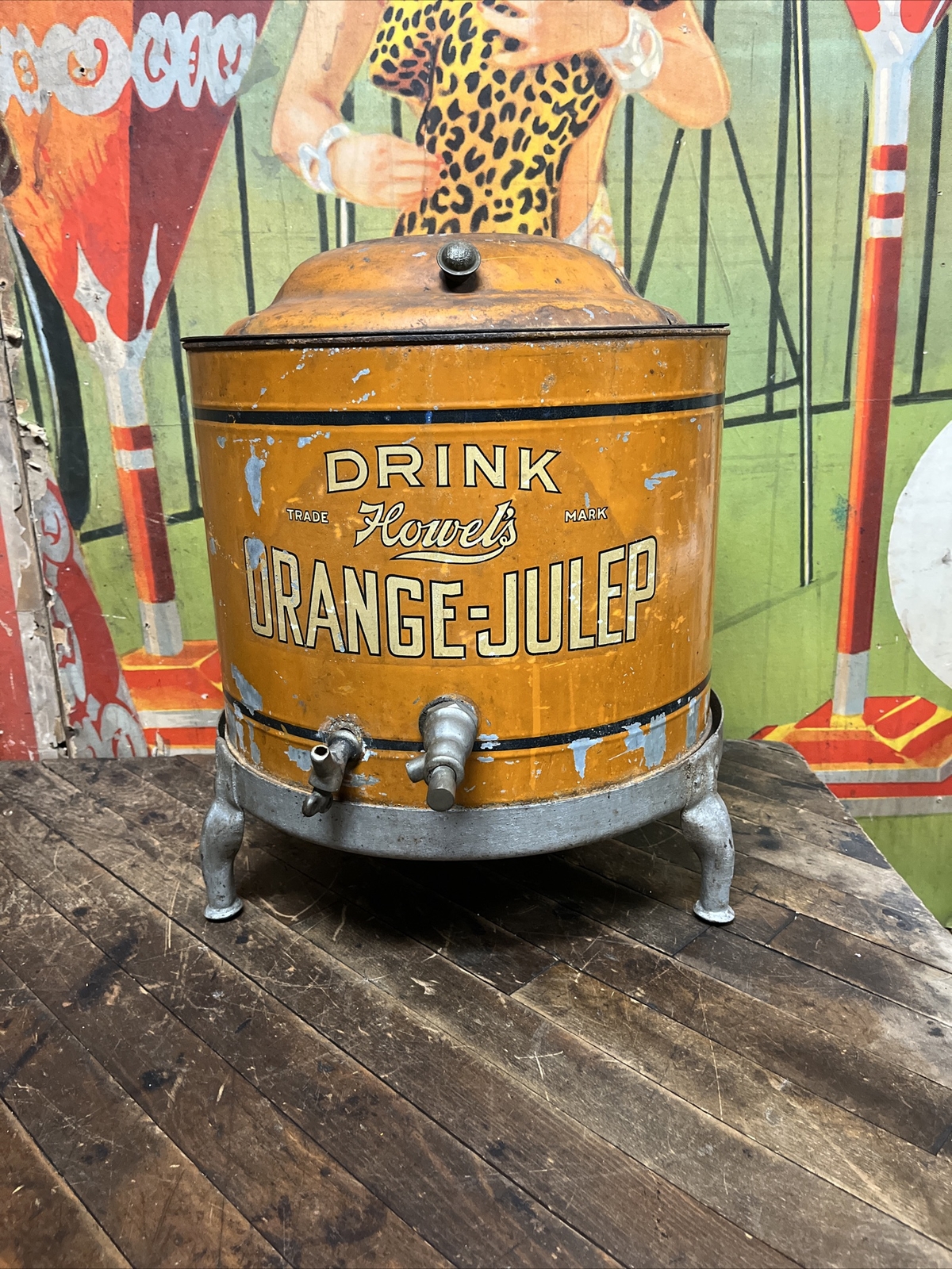 VINTAGE C. 1900 DRINK HOWELS ORANGE JULEP SODA DISPENSER SIGN COKE ORANGE CRUSH VINTAGE C. 1900 DRINK HOWELS ORANGE JULEP SODA DISPENSER SIGN COKE ORANGE CRUSH