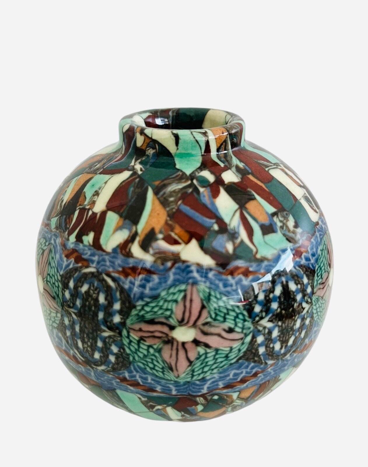 Superb Signed Jean Gerbino Tactile vase, mosaic pattern. 1960's Vallauris