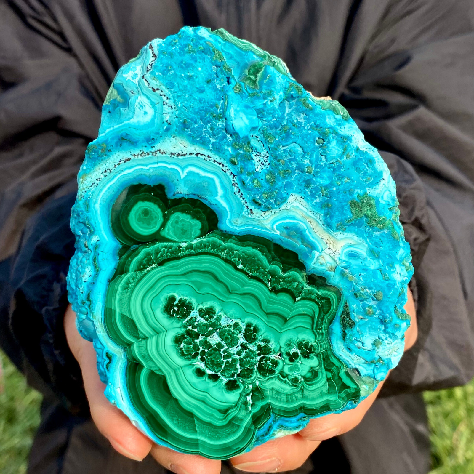 1.55LB Natural chrysocolla/Malachite transparent cluster rough mineral sample
