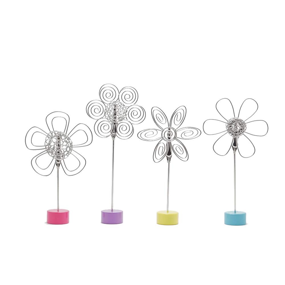 4 pcs Cute Flower Table Card Memo Holder Stand, Photo Clips Holder Desk Stand...