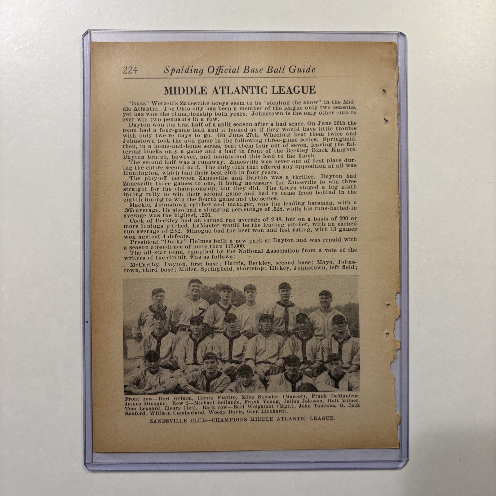1934 Zanesville OH Baseball Team Picture Rare Antique Ohio League Champion
