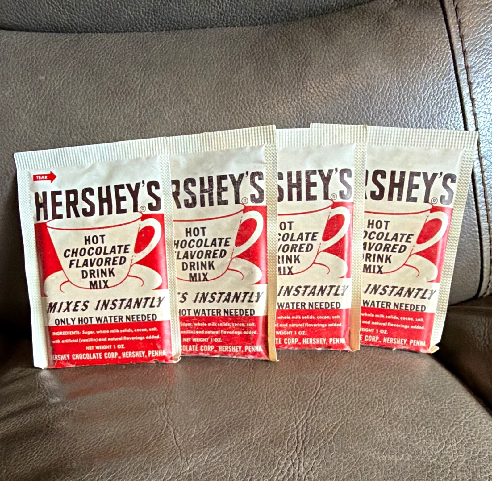 Lot of 4 Vintage Hershey's Hot Chocolate Drink Mix Packets 1970s Rare Prop MCM Lot of 4 Vintage Hershey's Hot Chocolate Drink Mix Packets 1970s Rare Prop MCM