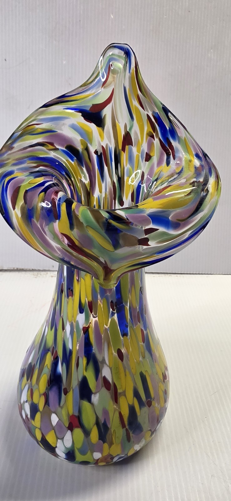 Vtg Jack In Pulpit Vase Confetti Tutti Fruiti Murano Style Handblown 9.5\ Vtg Jack In Pulpit Vase Confetti Tutti Fruiti Murano Style Handblown 9.5\
