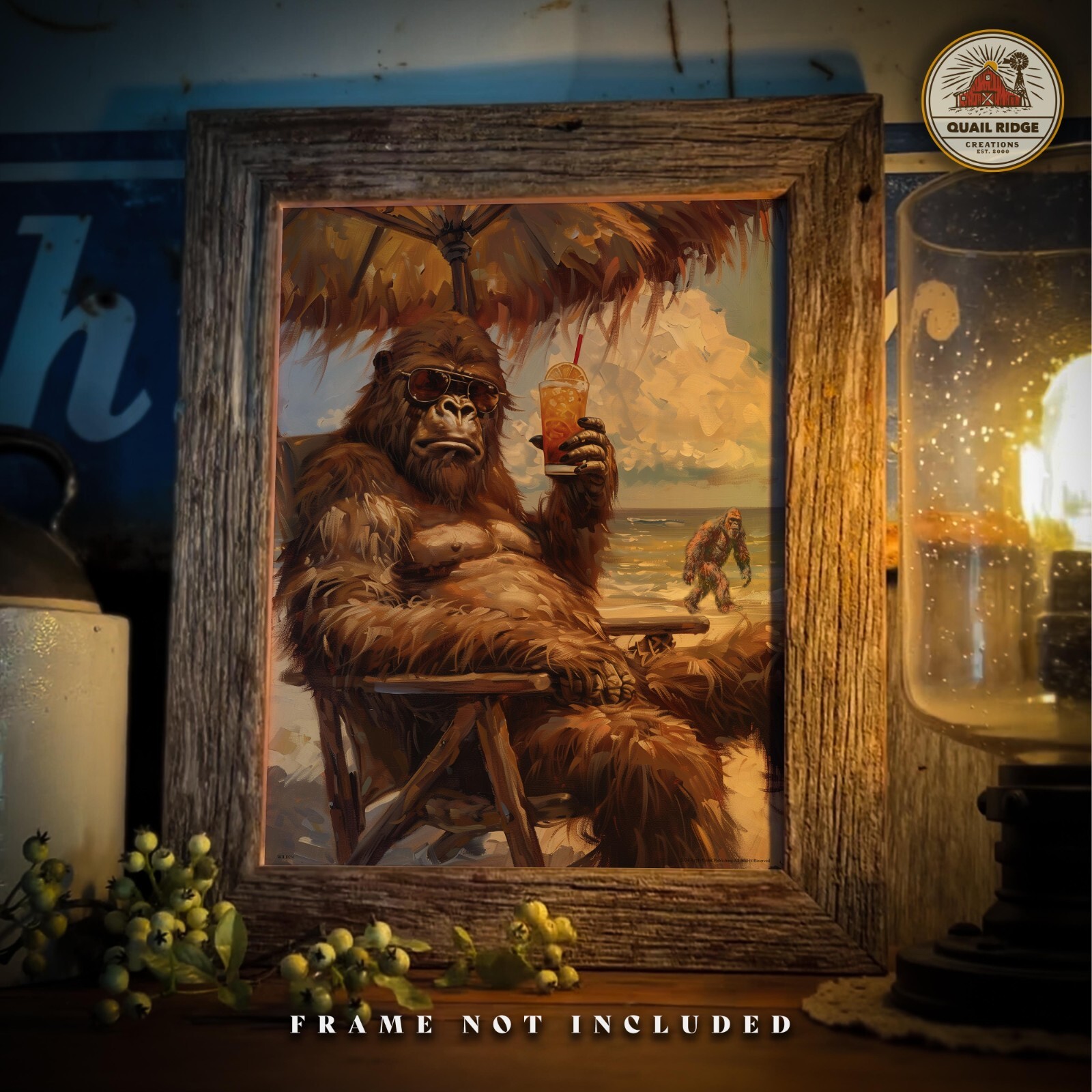 Sasquatch Bigfoot Art Print Hunting Cabin Bar Surfing Beach House Decor Gift Sasquatch Bigfoot Art Print Hunting Cabin Bar Surfing Beach House Decor Gift