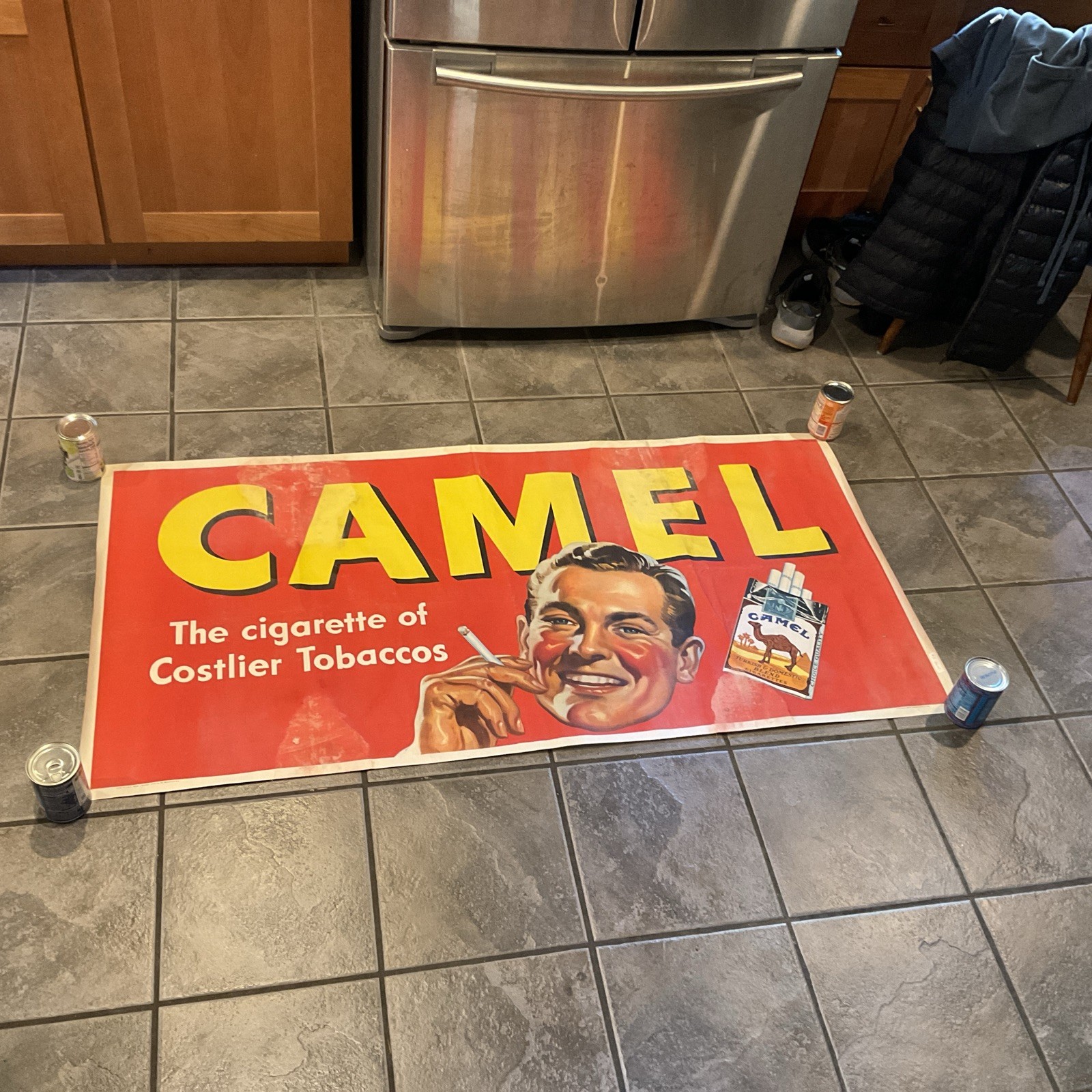 Vintage Rare 1941 Camel Cigarette Cloth Banner Sign Advertising 30” X 59”