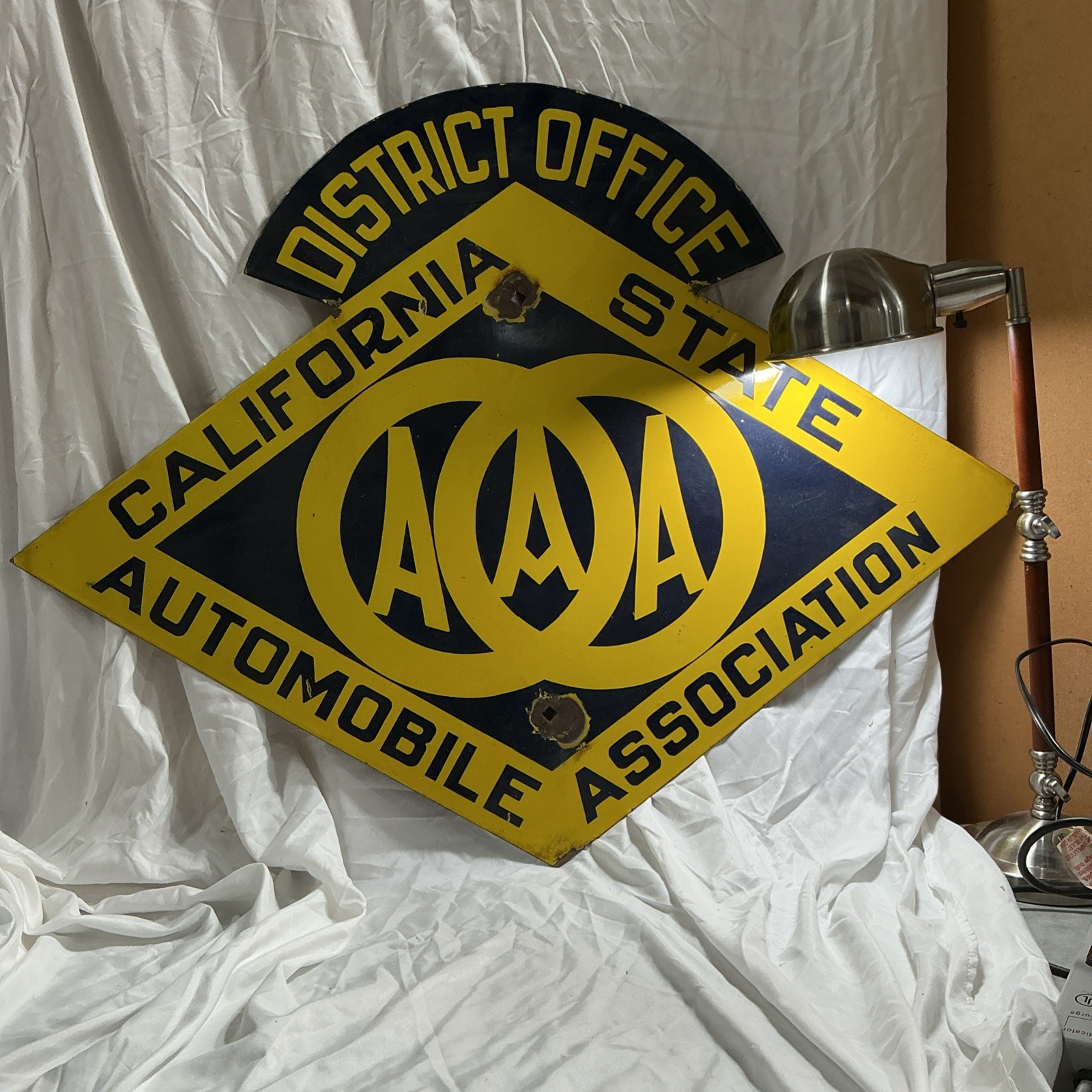 1920S District Office Automobile Association Aaa Porcelain Signage