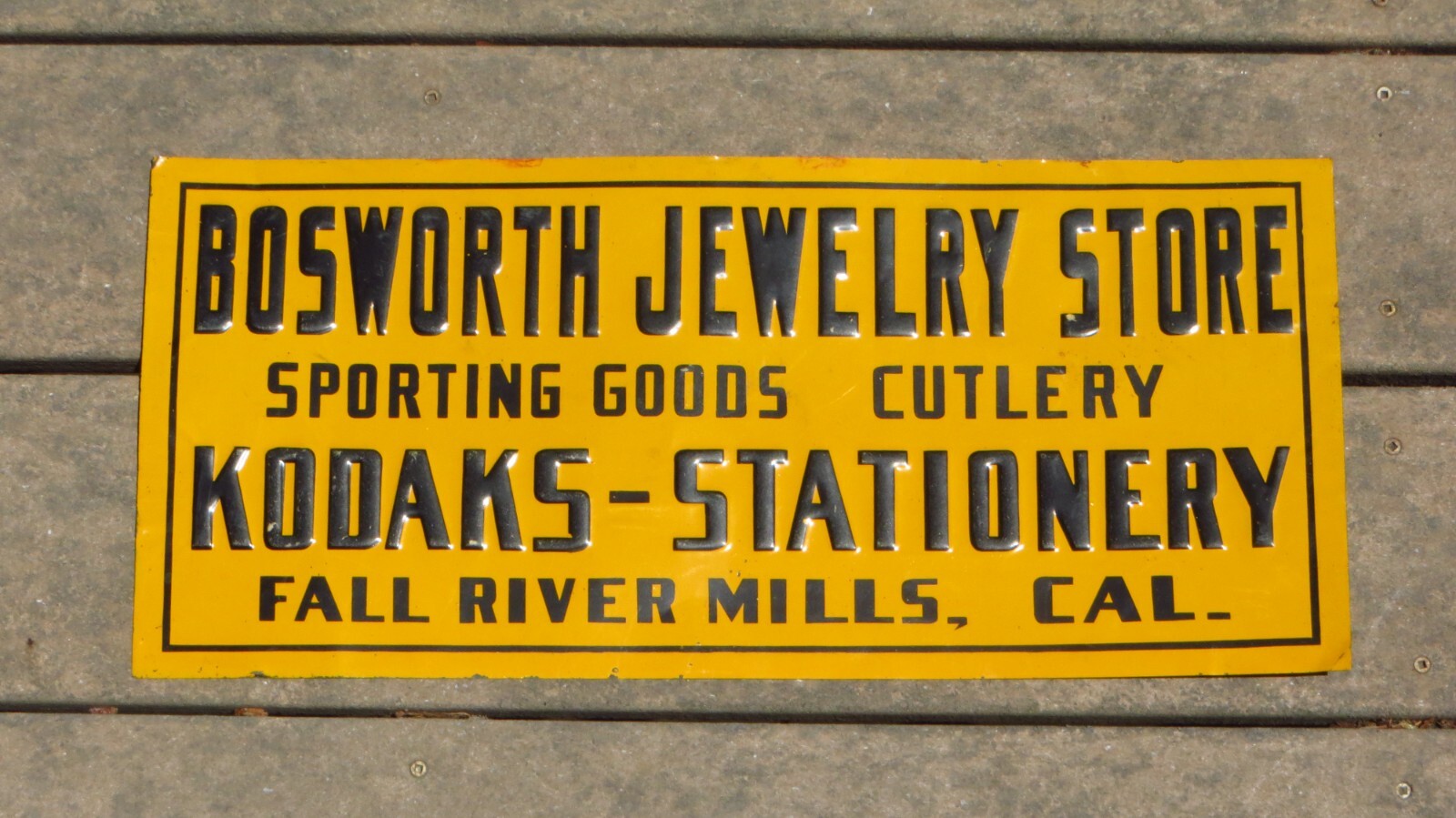 Vintage Bosworth Jewelry Store Sign Kodak Fishing Hunting Fall River Mills