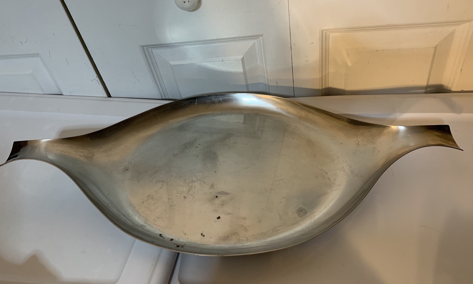 Roberto Sambonet Italy 26.5” Large Sculptural Stainless Tray Mid-century Roberto Sambonet Italy 26.5” Large Sculptural Stainless Tray Mid-century