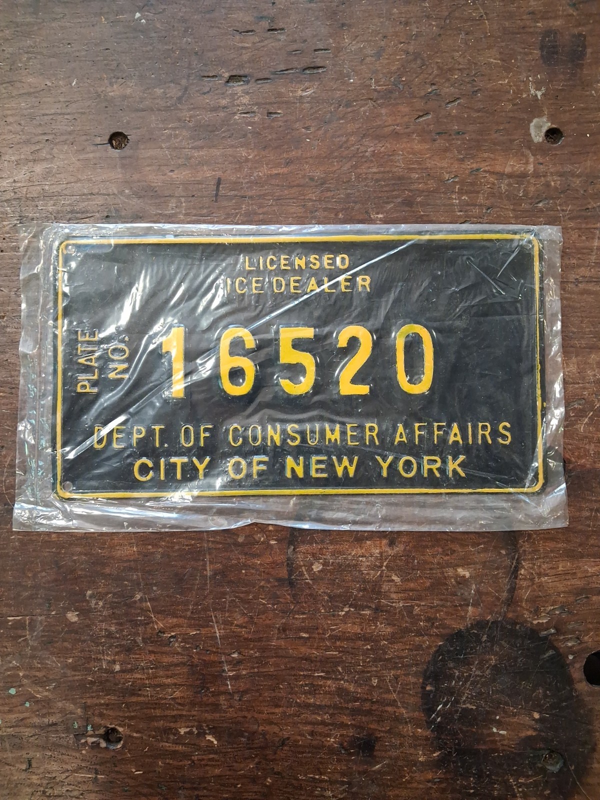 Vintage NYC Ice Dealer License Plate Sealed New York City Consumer Affairs NOS Vintage NYC Ice Dealer License Plate Sealed New York City Consumer Affairs NOS