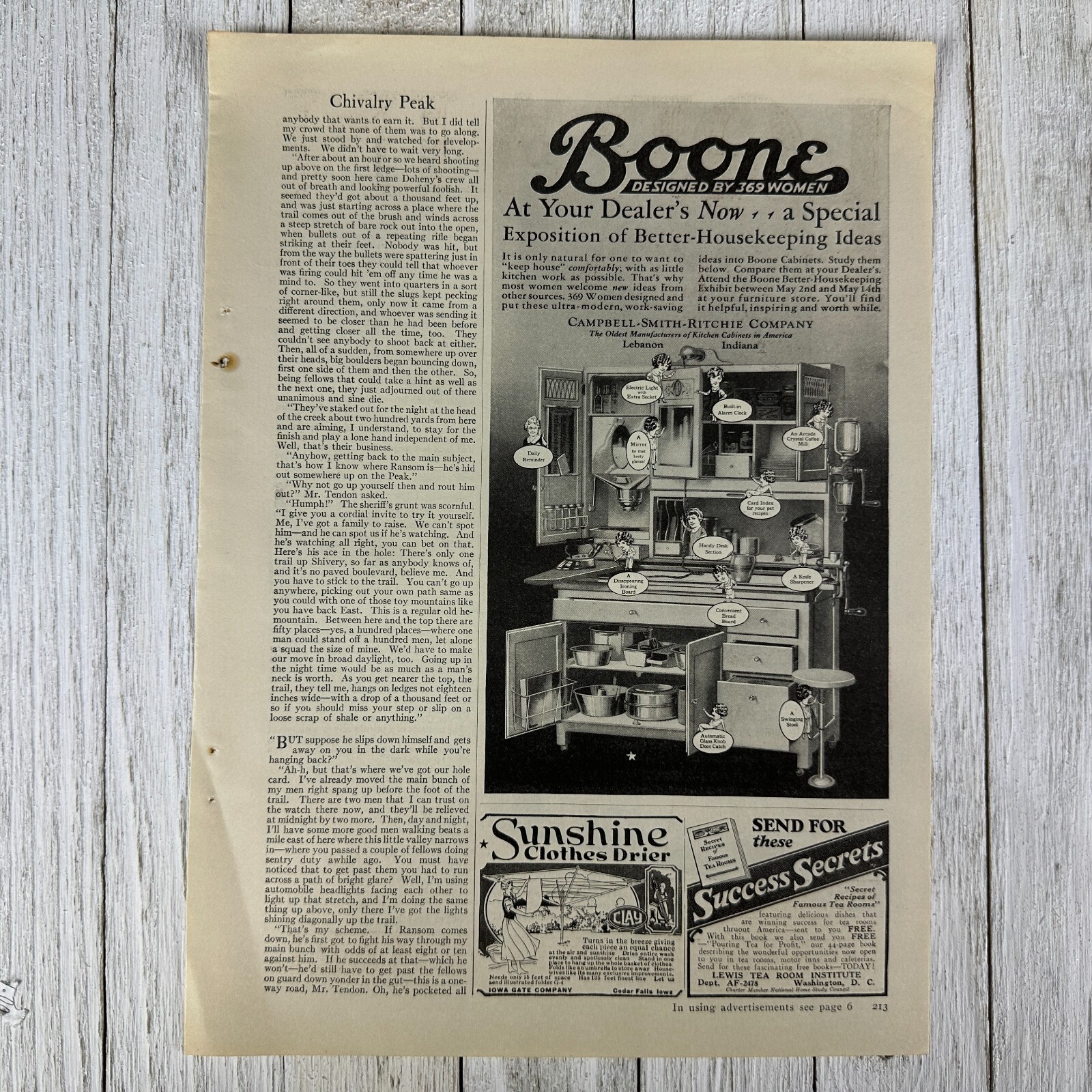 Antique HOOSIER Cabinet Advertisement Print Ad 1927 Campbell Smith Ritchie Co.
