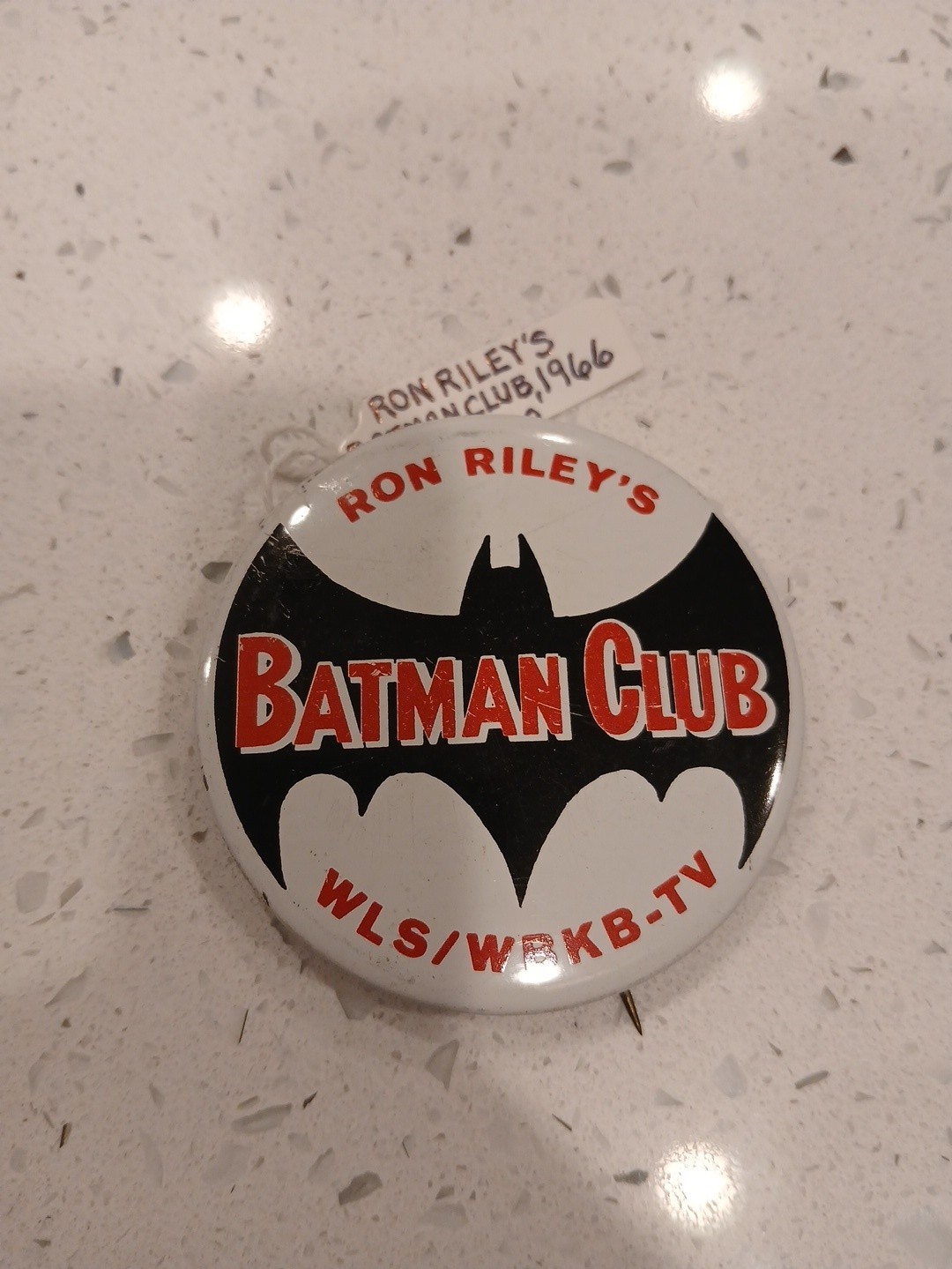 Original Ron Riley\'s Batman Club Vintage Pinback Button 1960s WLS/WBKB-TV