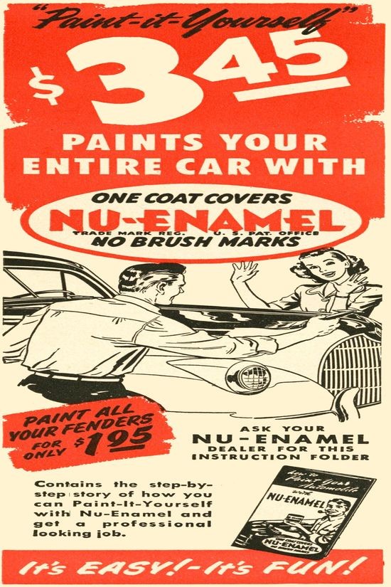 🎨 Vintage Nu-Enamel Car Paint Poster - 24x36” Retro Ad - 200gsm Paper🗞️