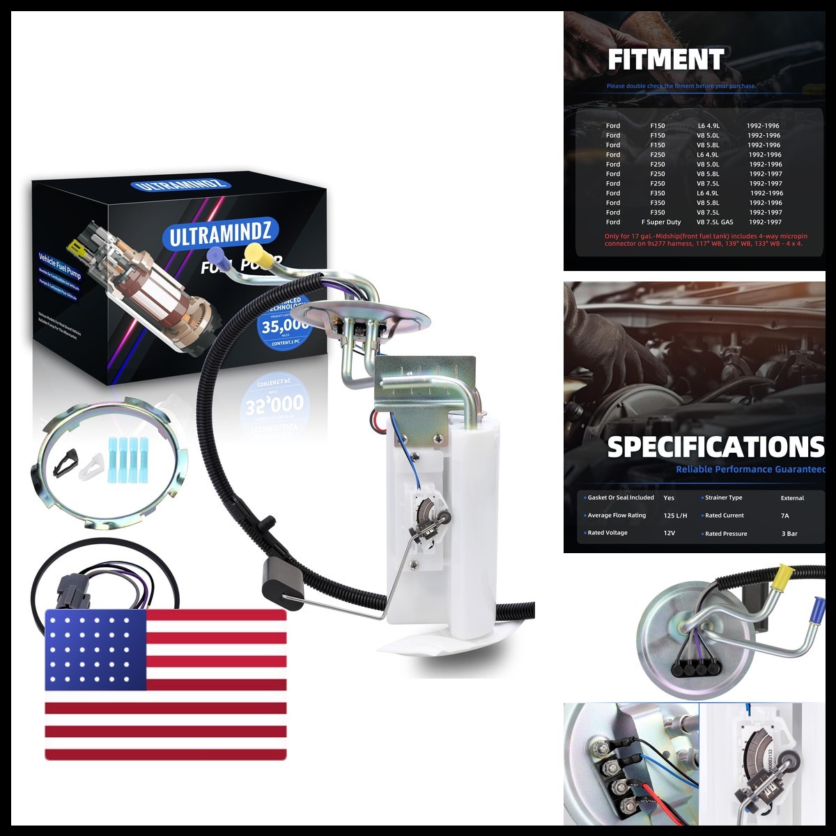 Ultramindz SP2005H Front Fuel Pump Ford F-150 F-250 F-350 F Super Duty Ultramindz SP2005H Front Fuel Pump Ford F-150 F-250 F-350 F Super Duty