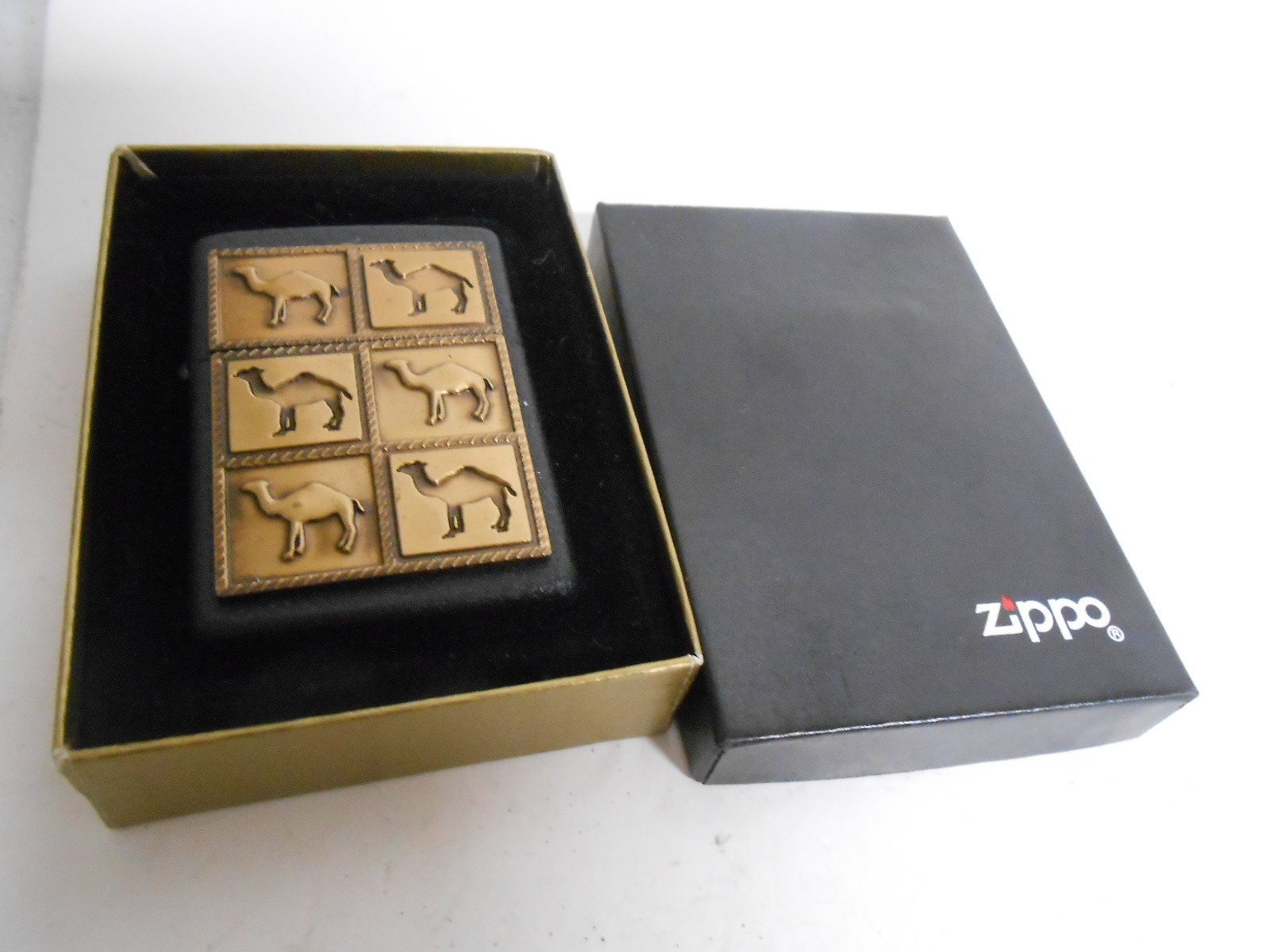 Zippo Camel The Herd 6 Camels Brass & Black Crackle Lighter New/Sealed 1994 NIB Zippo Camel The Herd 6 Camels Brass & Black Crackle Lighter New/Sealed 1994 NIB