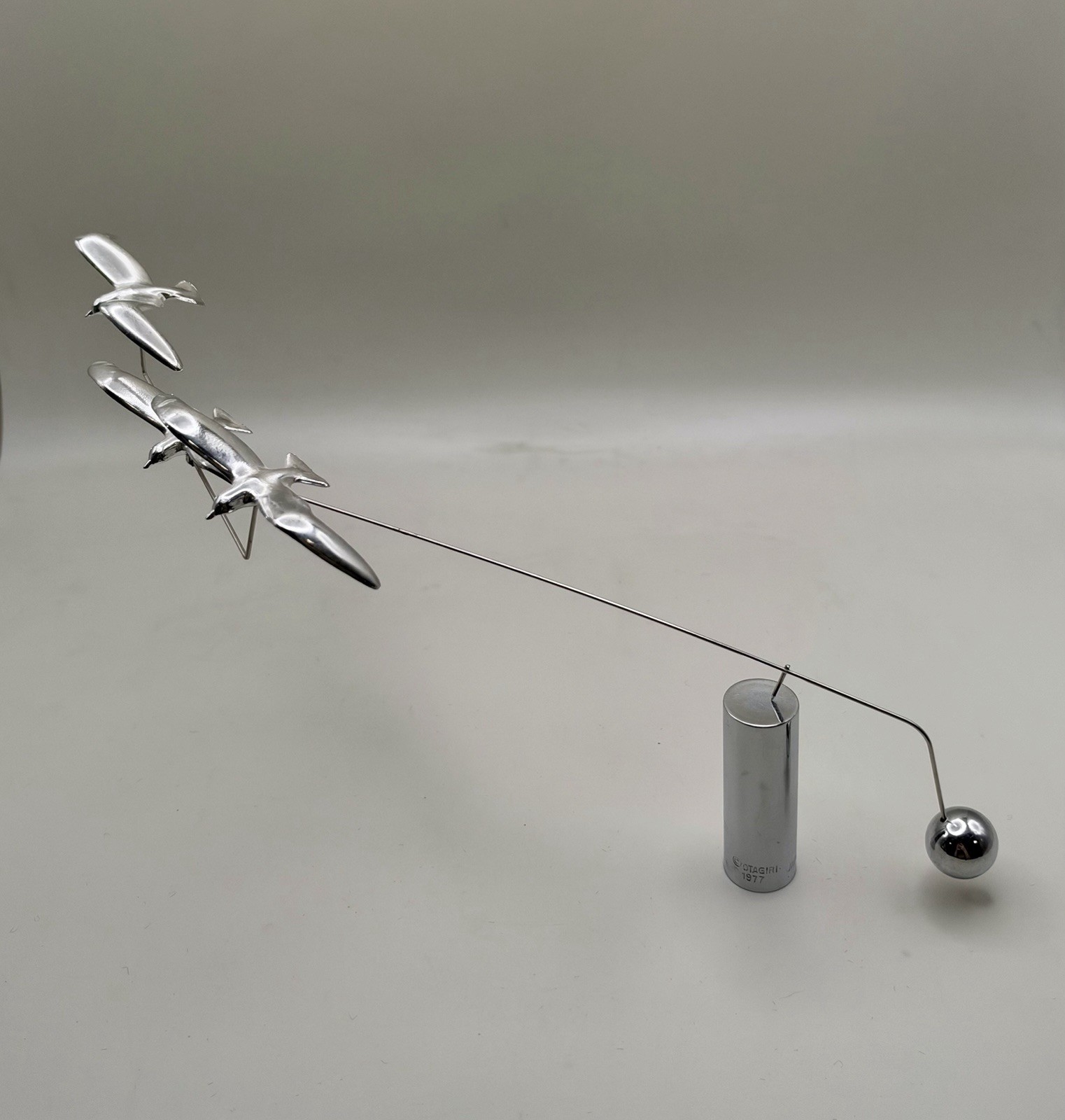 VTG 1977 Otagiri Seagull Kinetic Balance Sculpture Chrome Desk Art MCM Atomic
