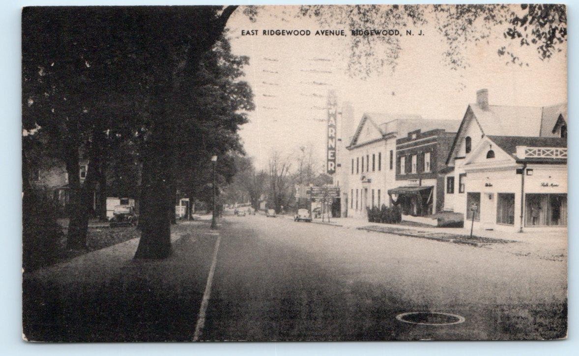 RIDGEWOOD, NJ New Jersey ~ E. RIDGEWOOD AVE Street Scene Theatre ~1953 Postcard