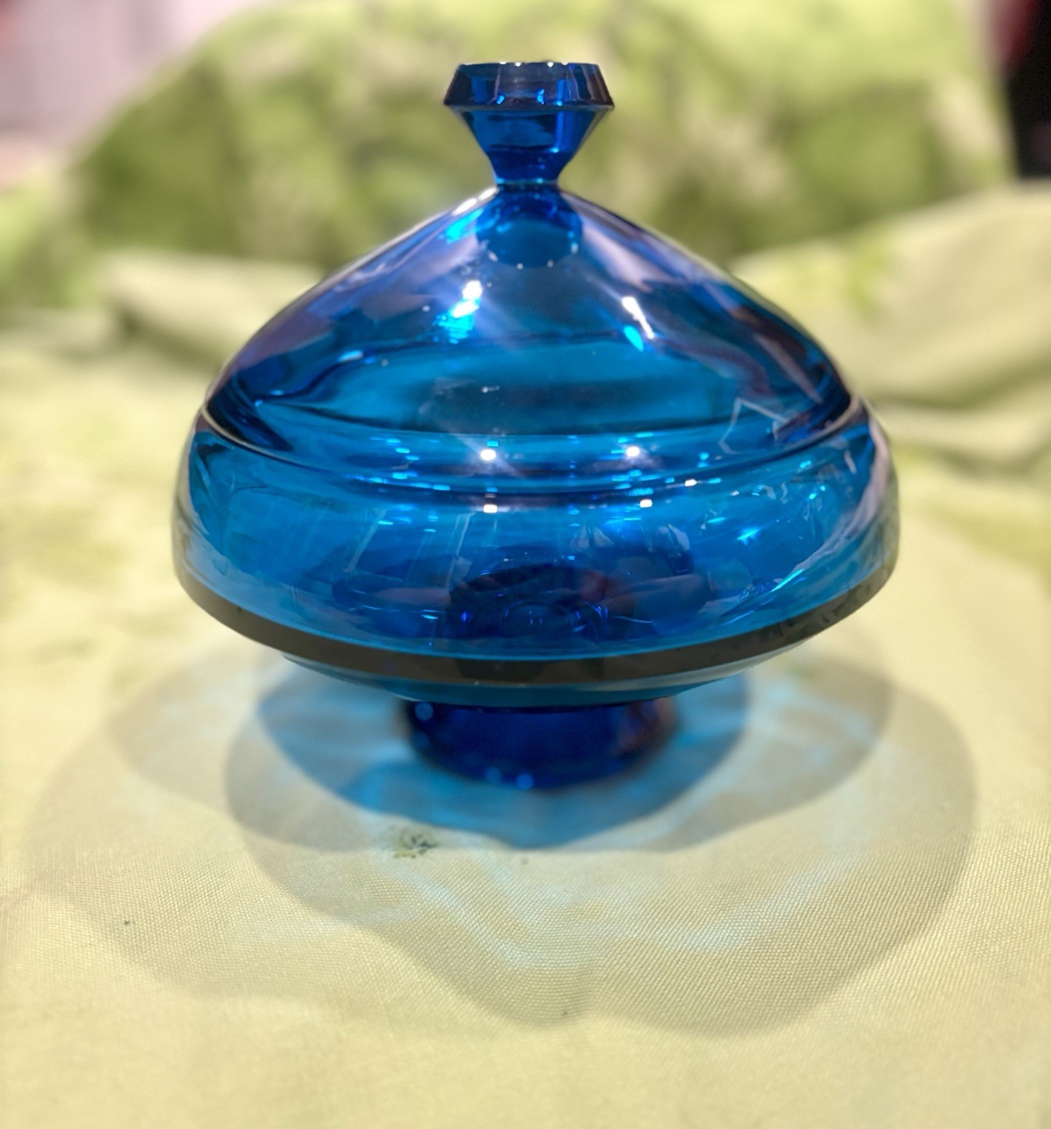 Viking Epic Flying Saucer RARE Covered Candy Dish Bluenique HTF mod scarce MCM