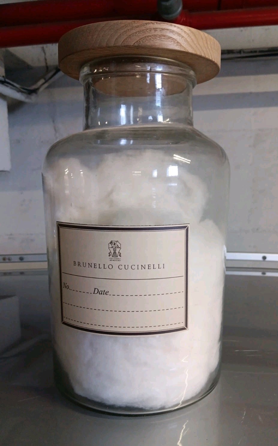 BRUNELLO CUCINELLI Large Hand-blown Glass Apothecary Jar Bottle Vase Lid 11.5