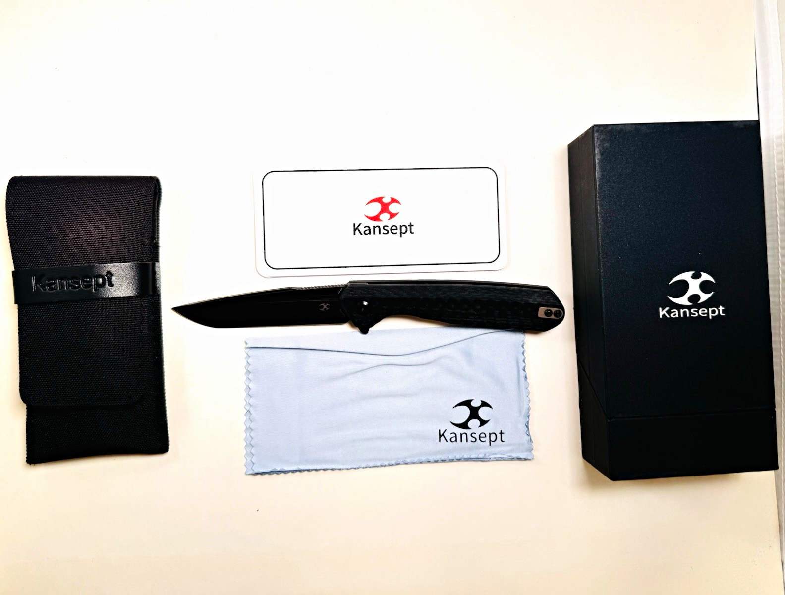 KANSEPT Qilin Flipper Carbon Fiber Handle 3.43\'\' Blackwash 154CM Tanto Blade KANSEPT Qilin Flipper Carbon Fiber Handle 3.43\'\' Blackwash 154CM Tanto Blade