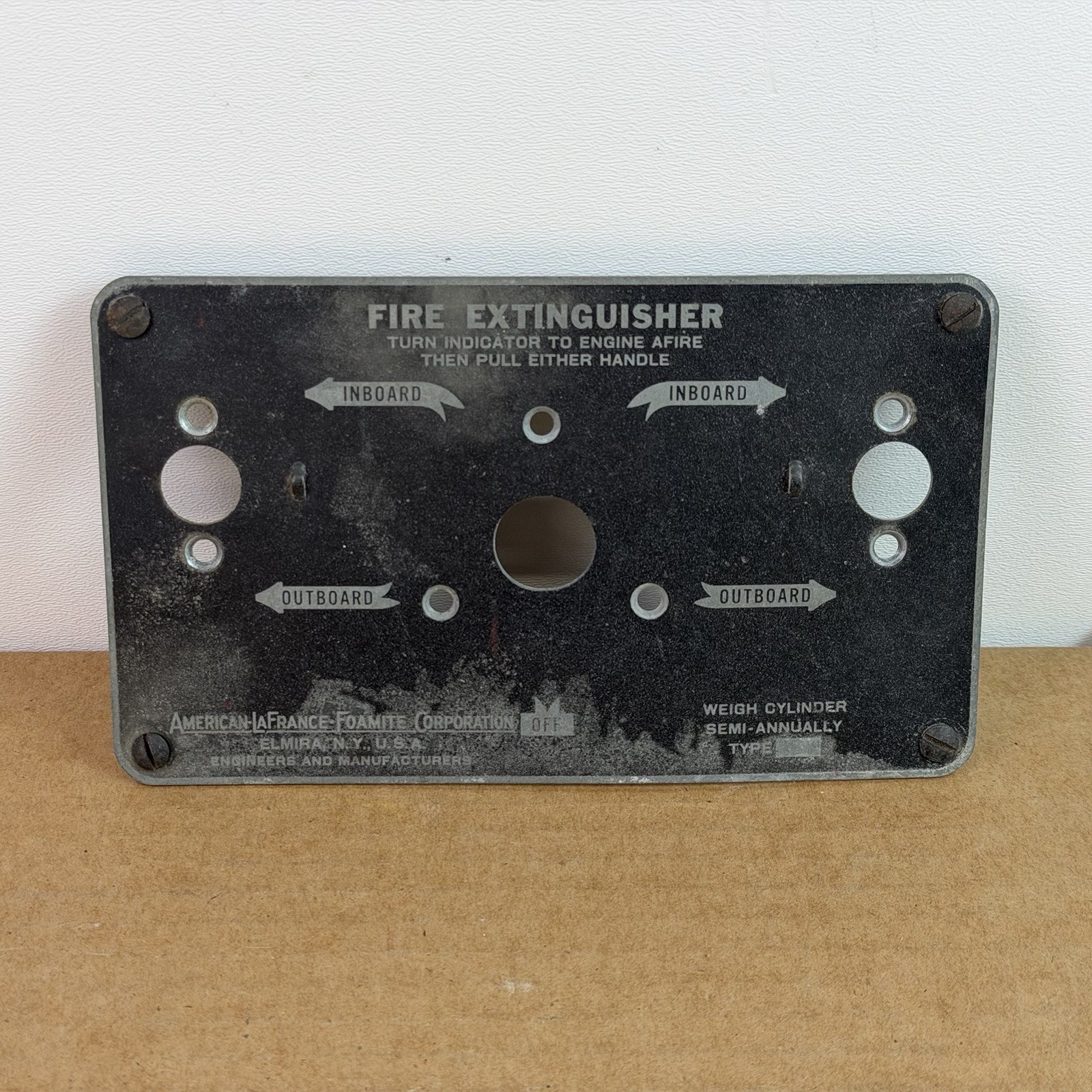WWII Boeing B-17 Flying Fortress FIRE EXTINGUISHER CONTROL PLATE, RARE WWII Boeing B-17 Flying Fortress FIRE EXTINGUISHER CONTROL PLATE, RARE