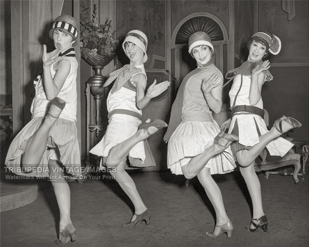Vintage 1920s Photo Four Flappers Dancing the Charleston 8x10 Photo Print