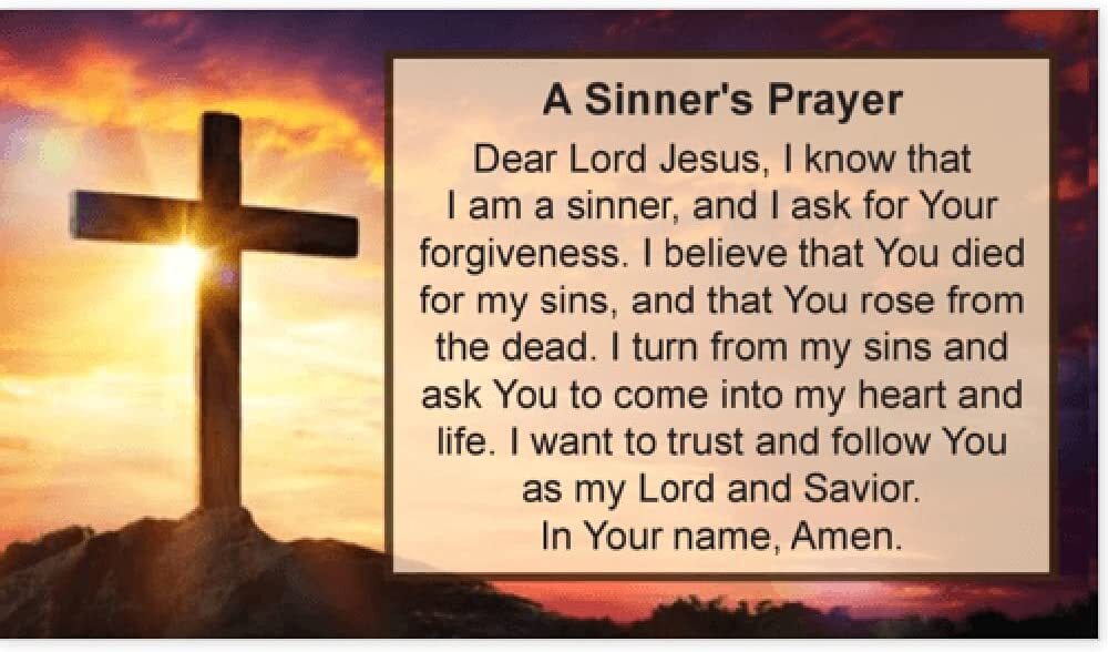 A Sinner's Prayer Card, Scripture Bible Verse KJV, Pocket Size 3.5x2