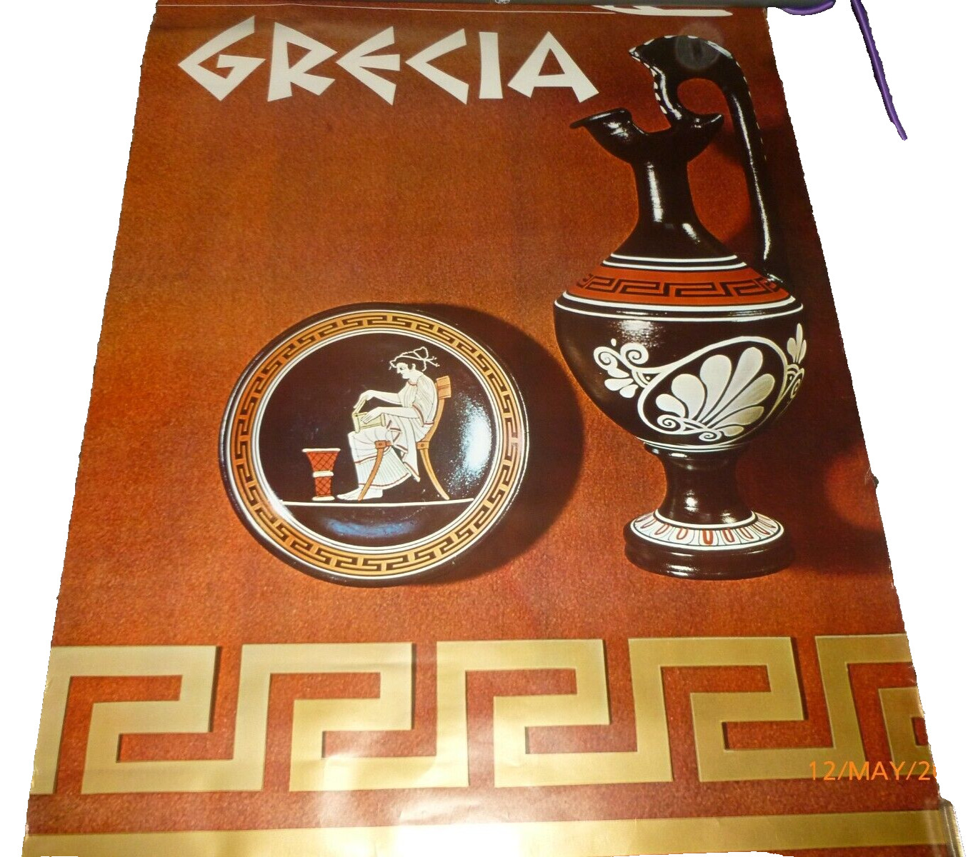 Vintage Iberia Airlines Grecia Greece Travel Poster A Moreno Printed Spain Art