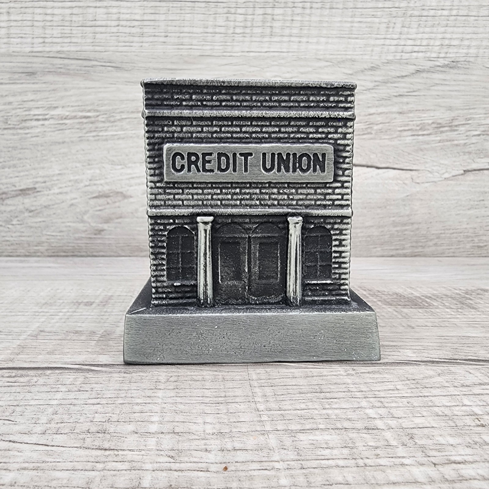Vintage Banthrico Credit Union Building Metal Still Coin Bank - 3 1/2\