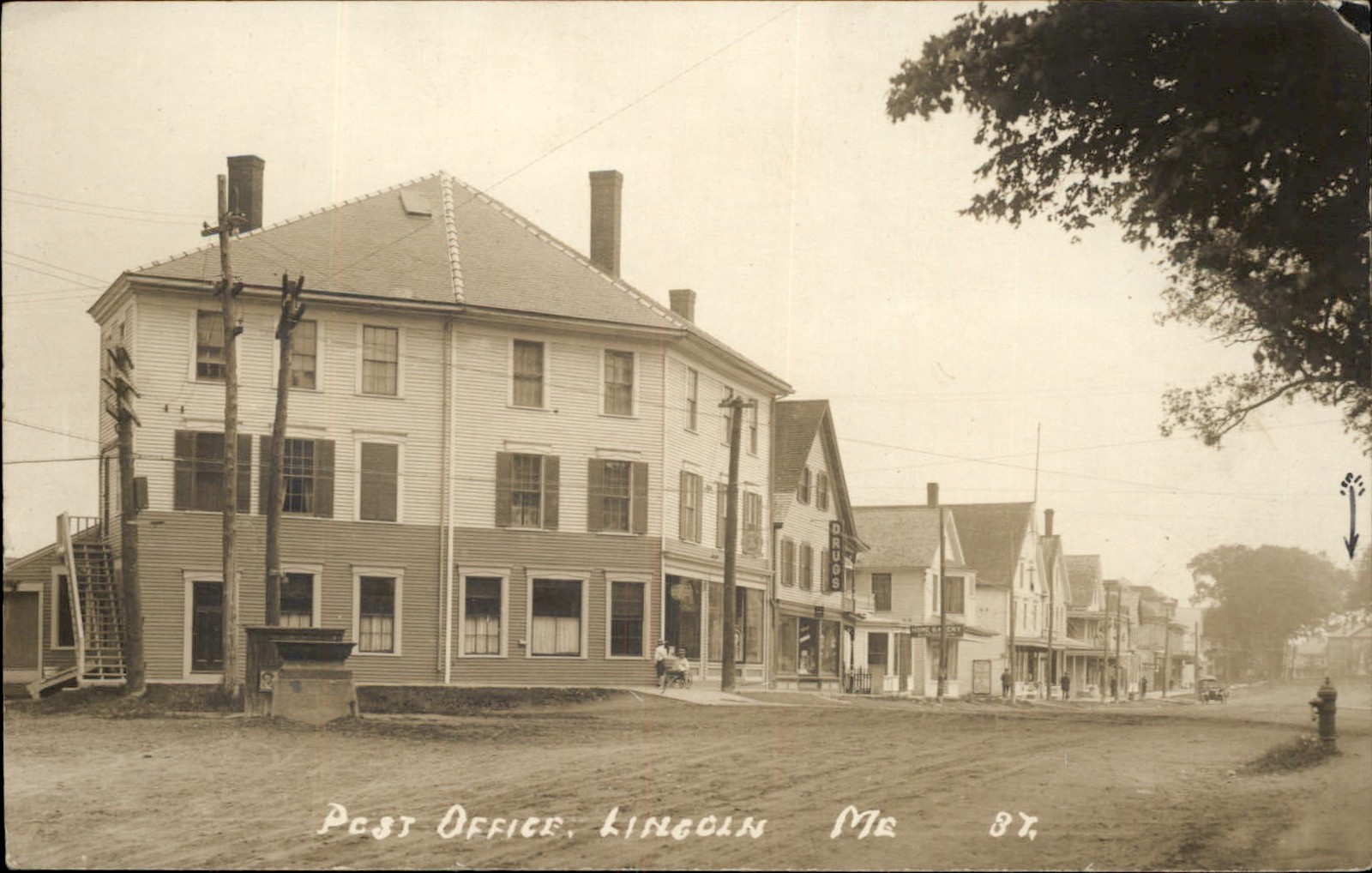 Lincoln Maine ME Post Office c1900s-10s Real Photo Vintage Postcard