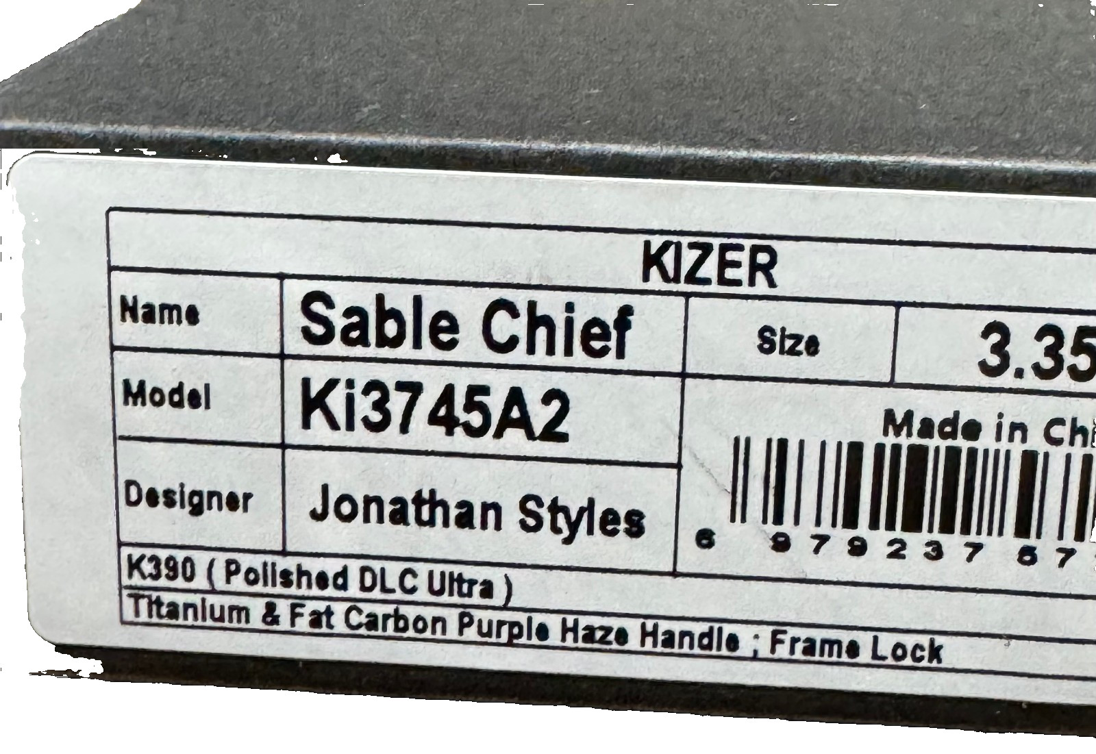 Kizer Cutlery Sable Chief Titanium & Purple Carbon Fiber Folding Knife 3745A2 Kizer Cutlery Sable Chief Titanium & Purple Carbon Fiber Folding Knife 3745A2