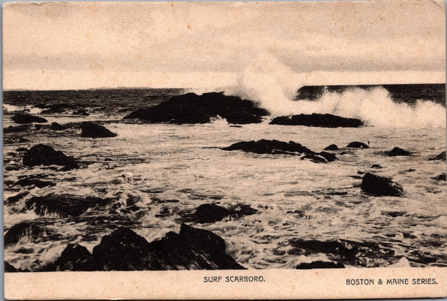 Scarboro Maine Surf Waves Ocean Rocks Boston & Maine Series Postcard c1910s Scarboro Maine Surf Waves Ocean Rocks Boston & Maine Series Postcard c1910s