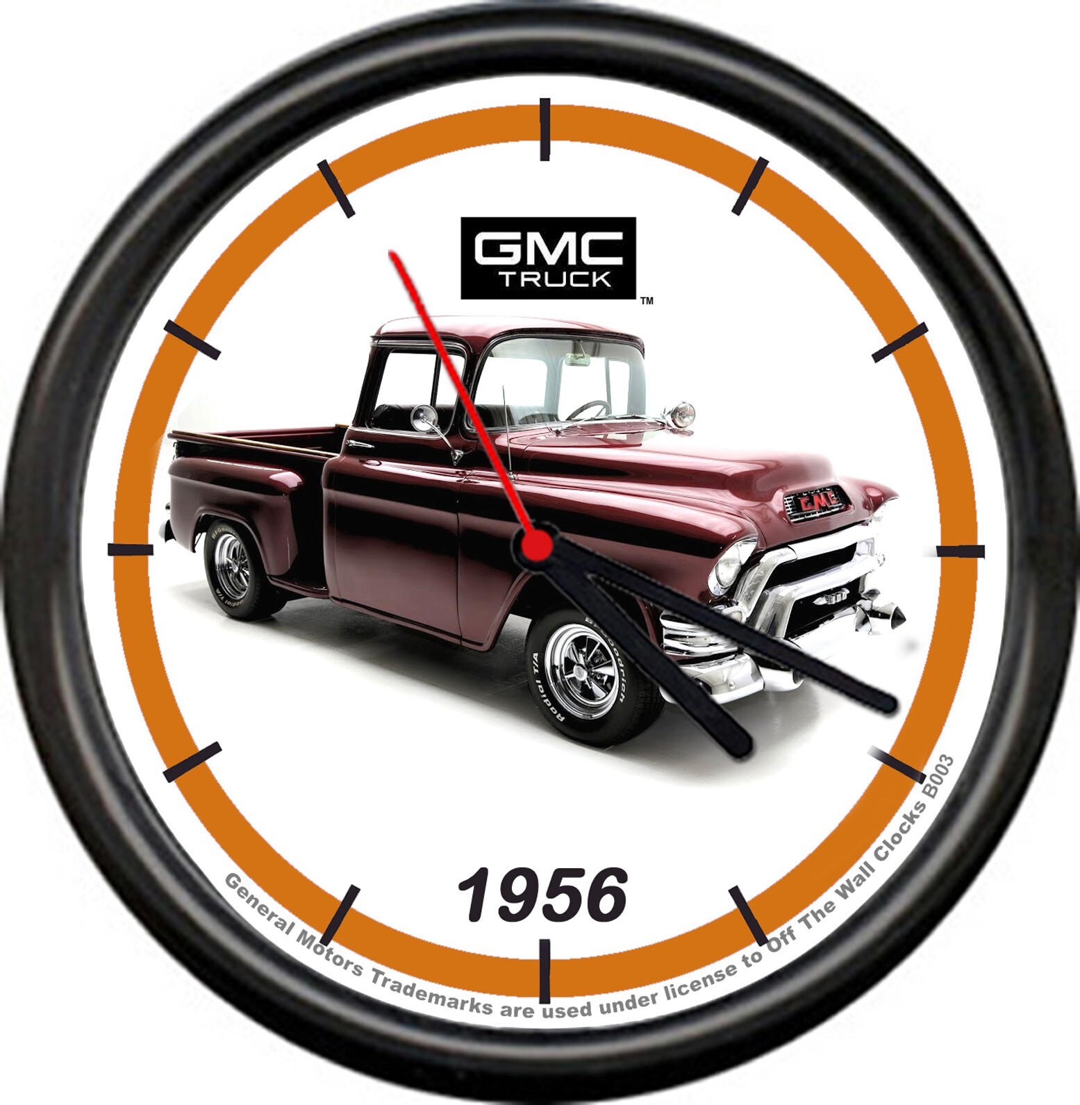 Licensed 1956 GMC Dark Red Stepside Pickup Truck General Motors Wall Clock
