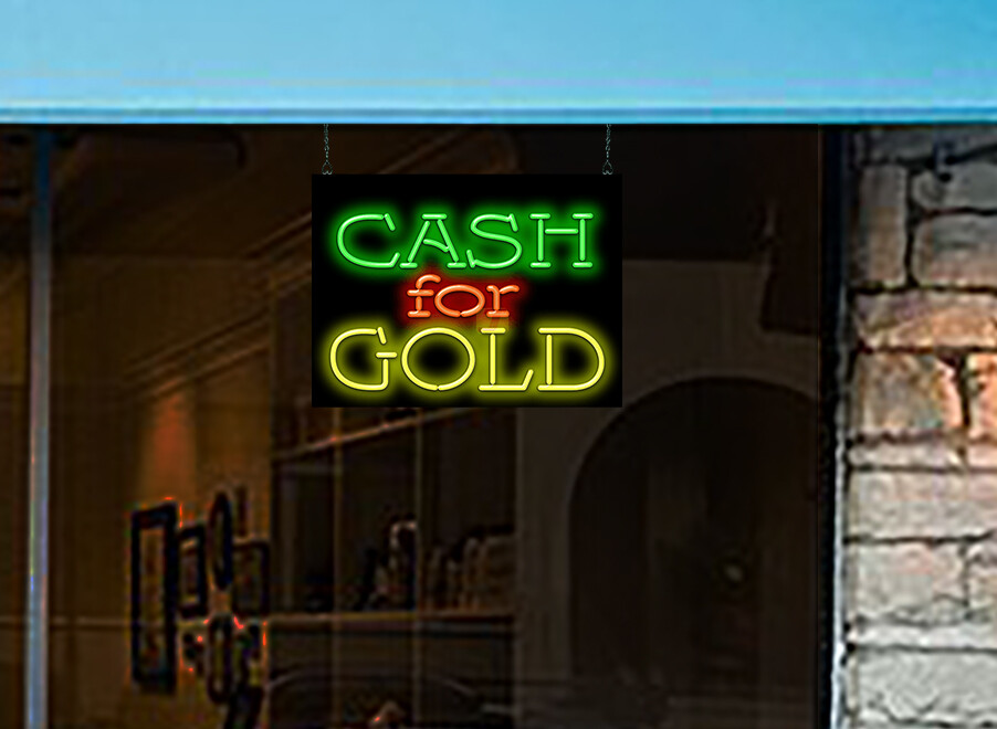 Cash For Gold Neon Sign - Large 24 Cash For Gold Neon Sign - Large 24