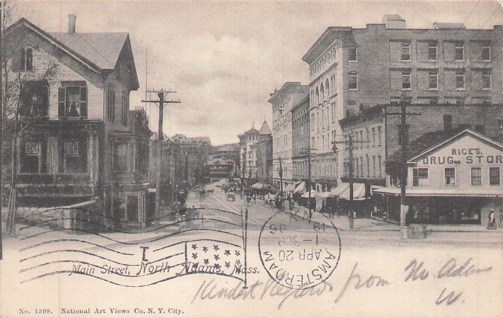 North Adams Massachusetts Main Street Buildings People Carriages Postcard 1906