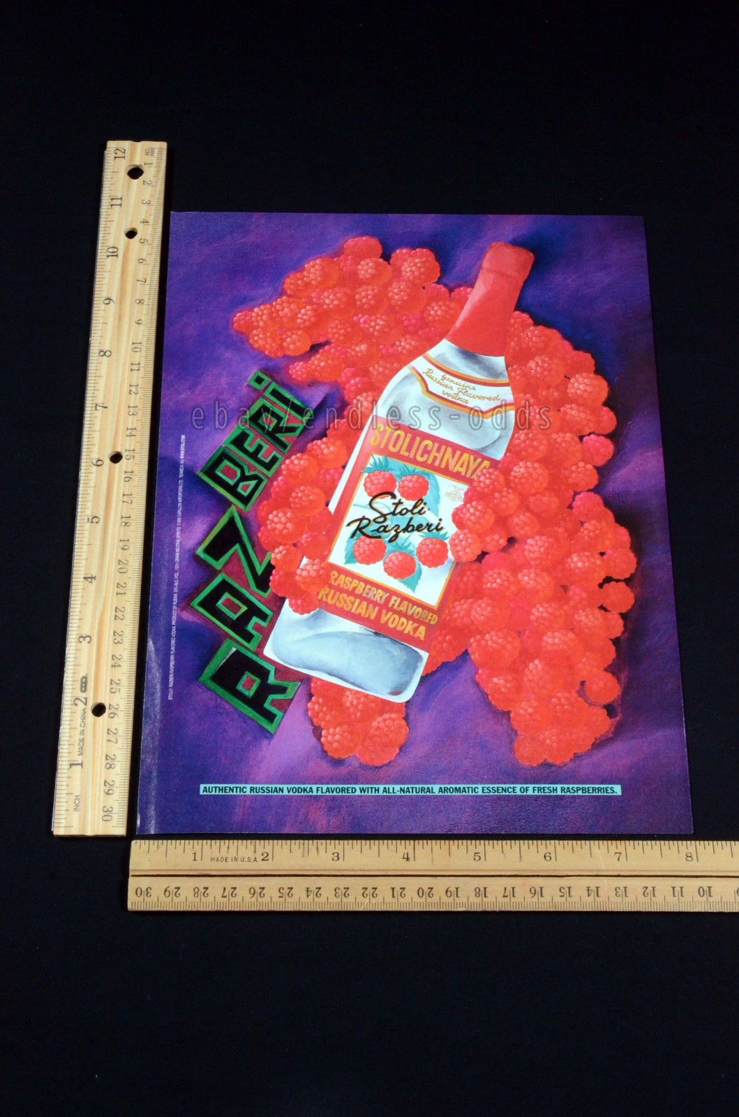 1997 Stolichnaya Russian Vodka Razberi Raspberry Magazine Page Print Ad 90s