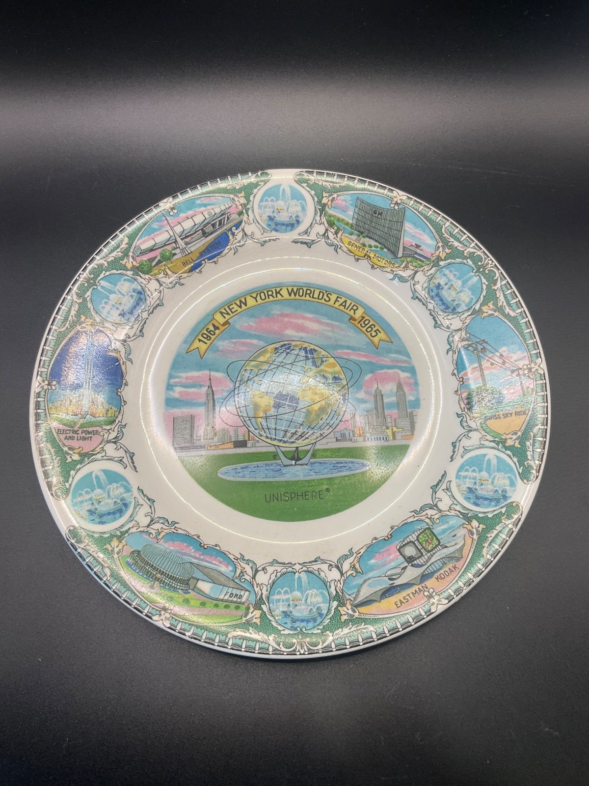 Vintage 1964 1965 New York World's Fair Unisphere Souvenir Plate Japan US Steel Vintage 1964 1965 New York World's Fair Unisphere Souvenir Plate Japan US Steel