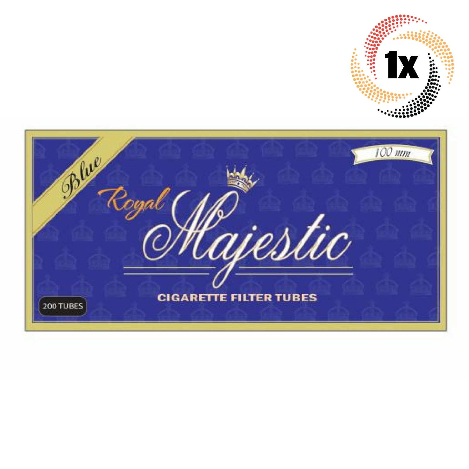 1x Box Royal Majestic Light 100MM 100\'s | 200 Tubes | Cigarette Tobacco RYO