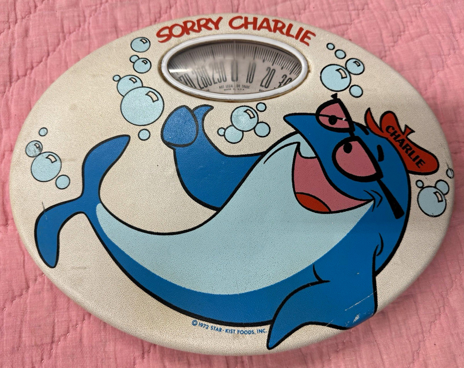 Vintage 1972 Star-Kist Sorry Charlie Tuna Bathroom Scale Advertising Tested