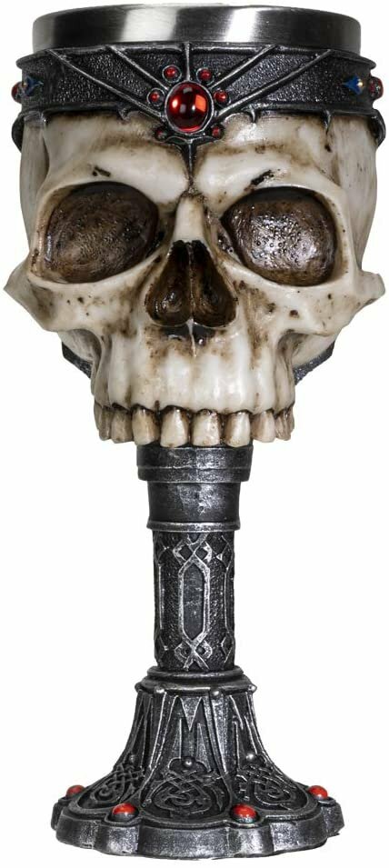 SUMMIT COLLECTION Crowned Gothic Ossuary Skull Wine Goblet Removable Stainless S SUMMIT COLLECTION Crowned Gothic Ossuary Skull Wine Goblet Removable Stainless S