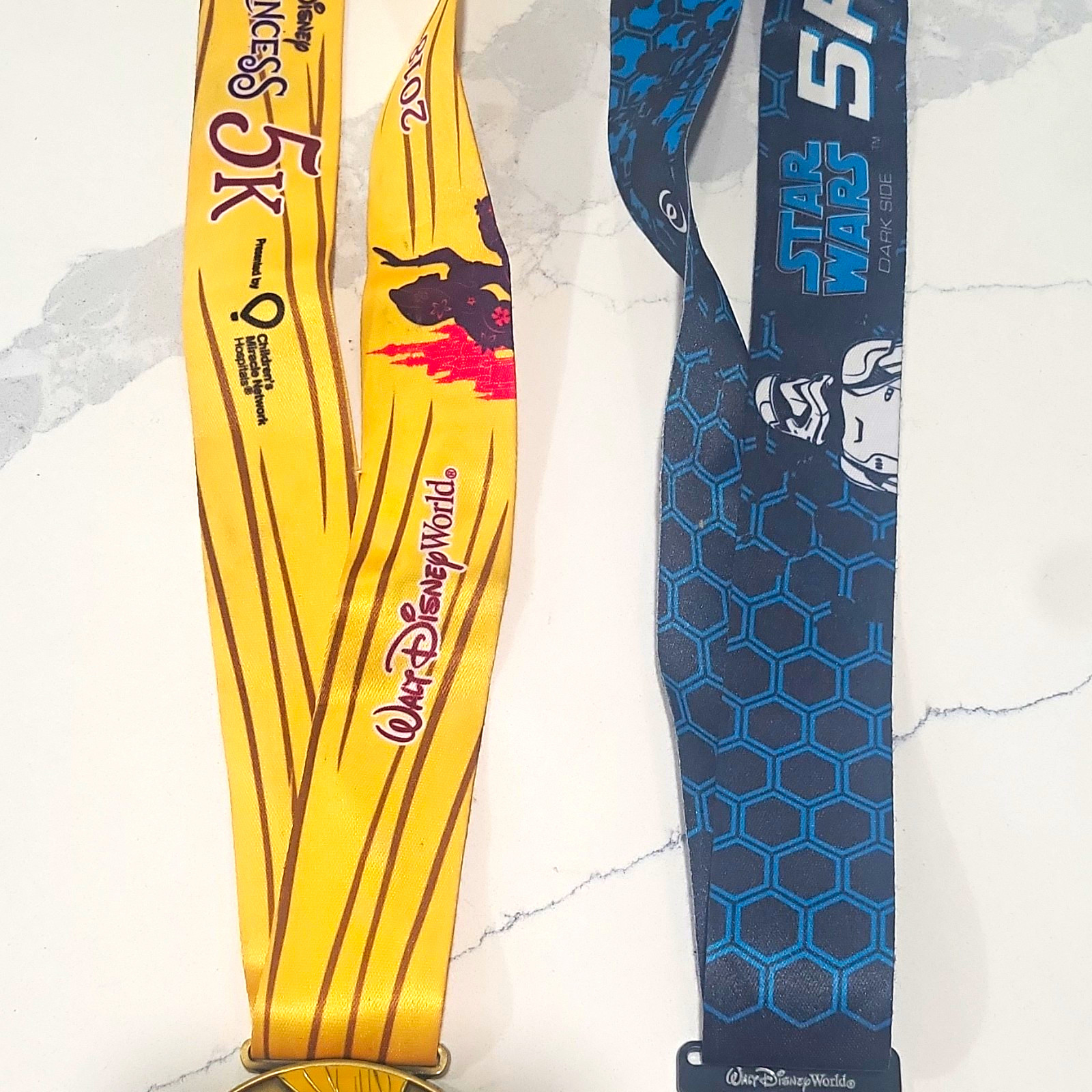 Disney 2018 Princess 5K Rapunzel & Dark Side StormTrooper 5K Finisher Medals (2)