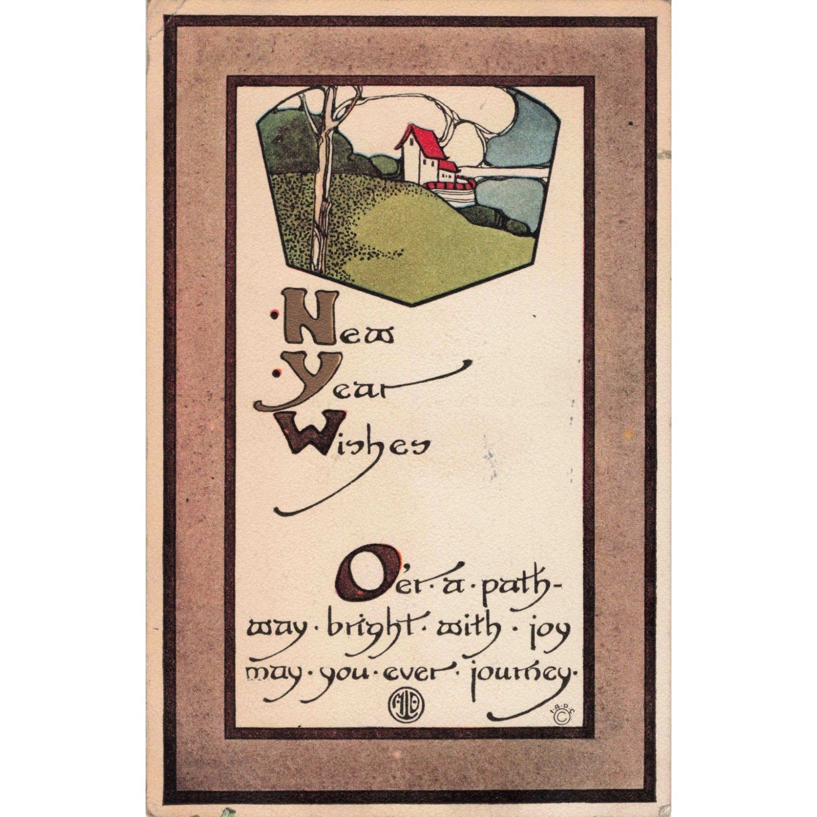 Vintage 1915 New Year Wishes Postcard International Art Publishing Co Oregon VG