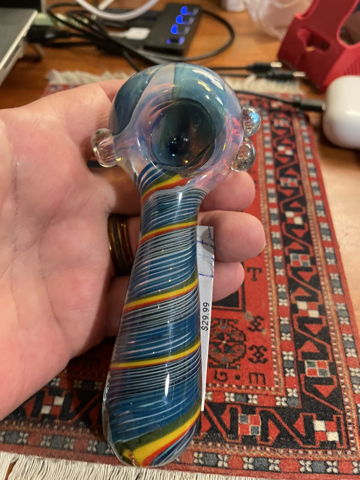 Beautiful Hand Blown Glass Spoon Pipe/American Made/For Tobacco Use