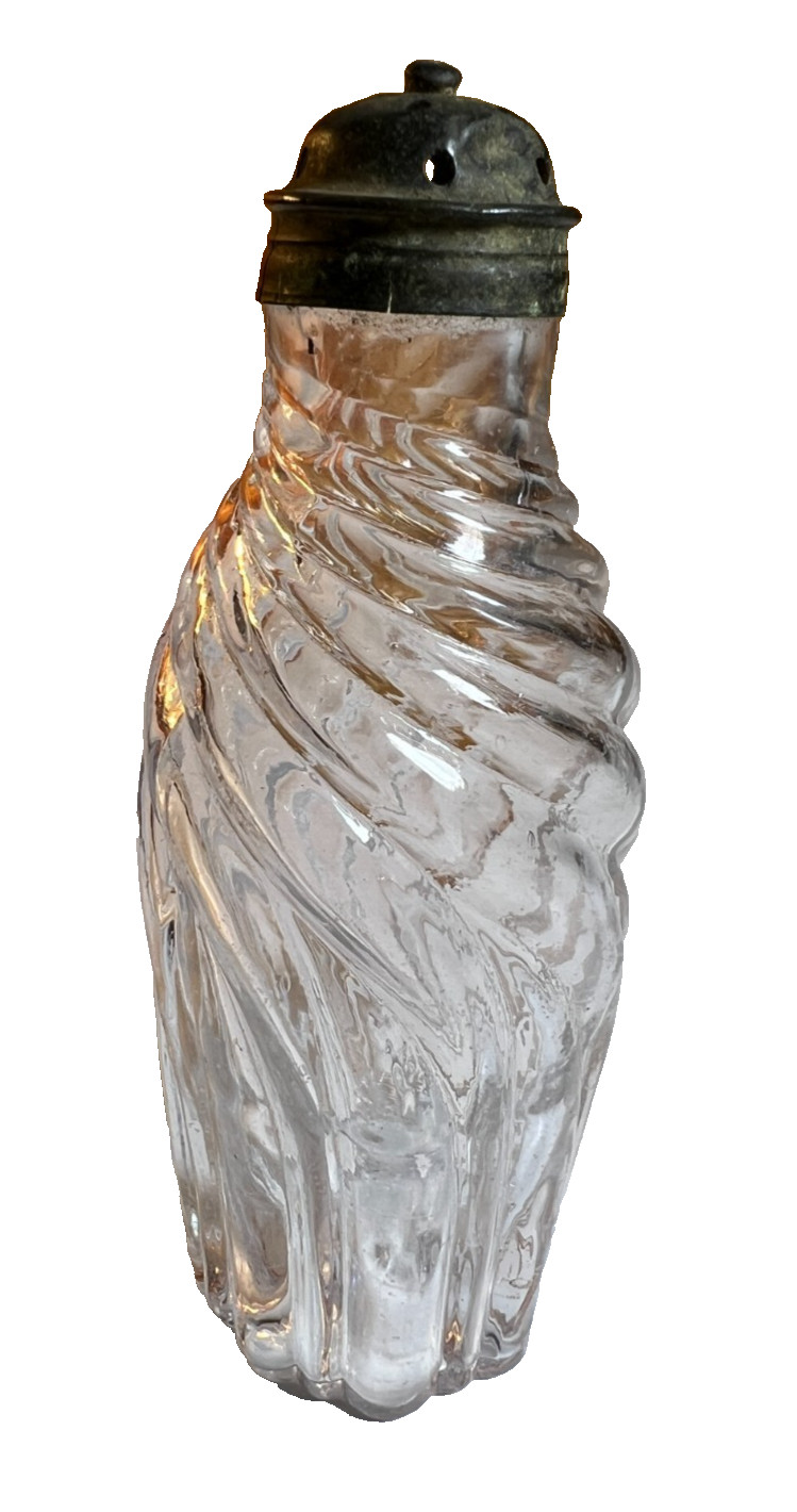 Rare c1820s Boston & Sandwich Blown Flint Glass Bottle Swirls Muffineer Shaker Rare c1820s Boston & Sandwich Blown Flint Glass Bottle Swirls Muffineer Shaker