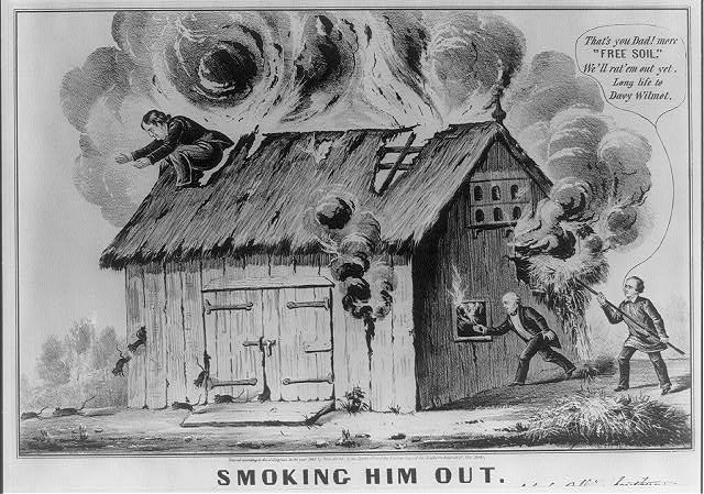 Photo:Martin Van Buren Lewis Cass 1848 Smoking Him Out Political Cartoon