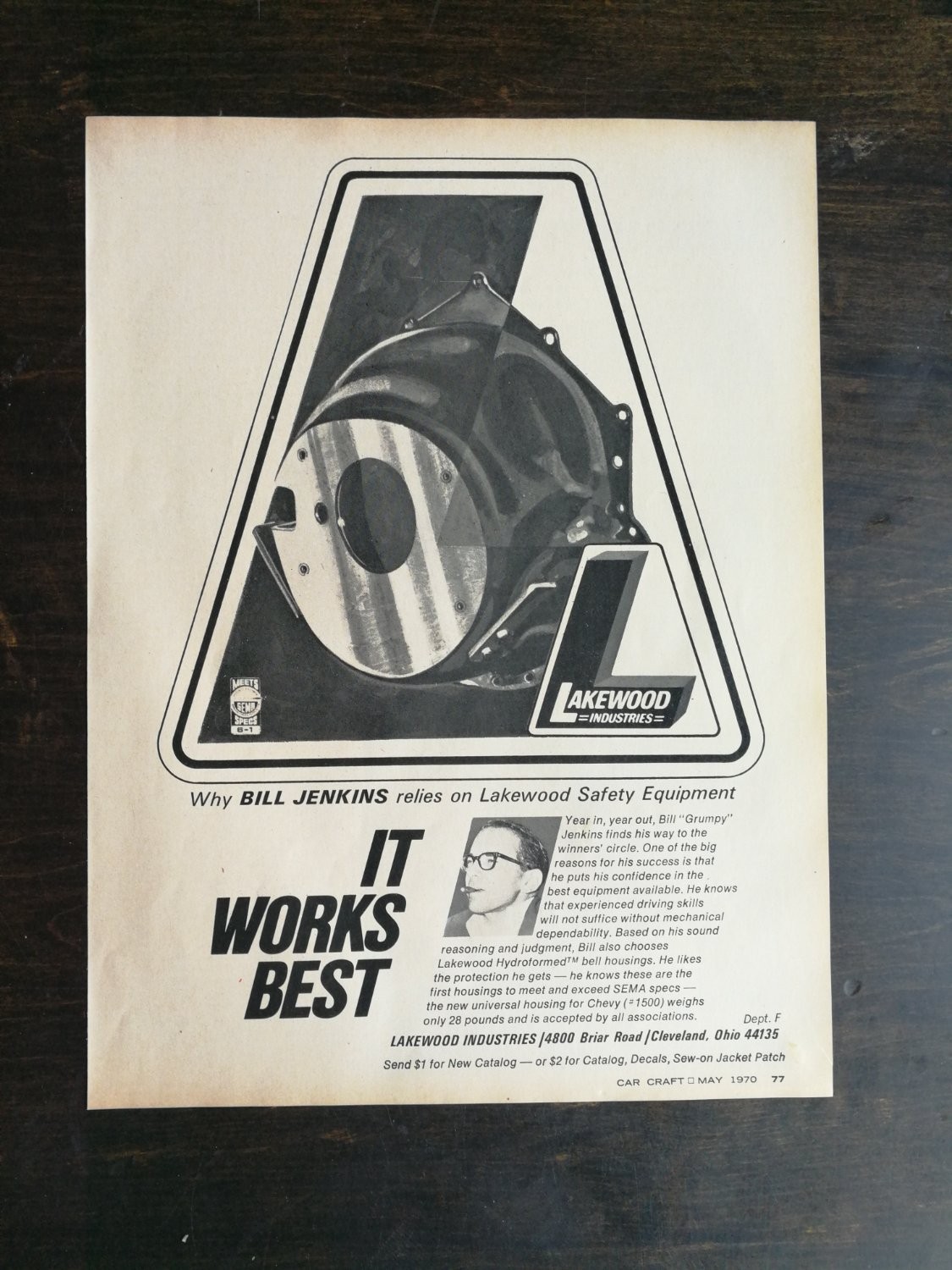 Lakewood Industries 1970 Vintage Print Ad Bill Jenkins Ad 524