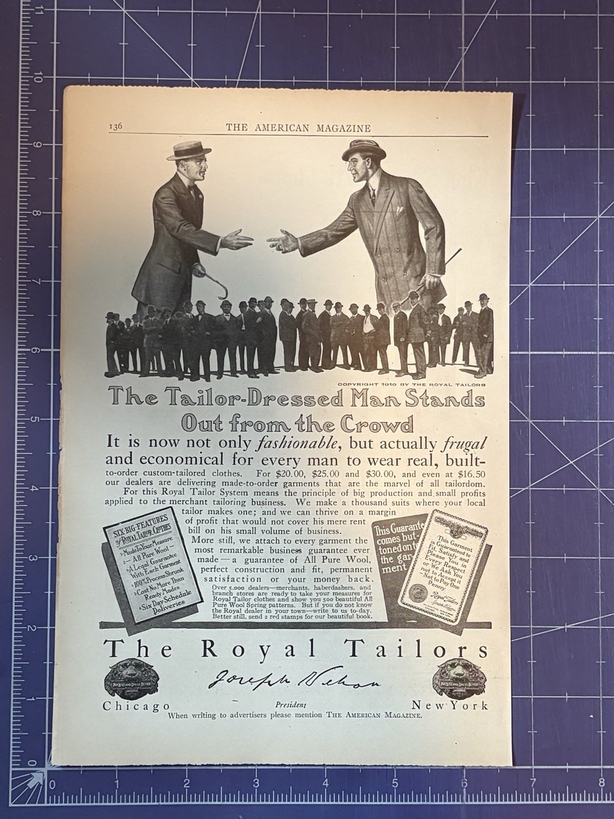 1910 PRINT AD ROYAL TAILORS THE TAILOR-DRESSED MAN STANDS OUT FROM THE CROWD 1910 PRINT AD ROYAL TAILORS THE TAILOR-DRESSED MAN STANDS OUT FROM THE CROWD